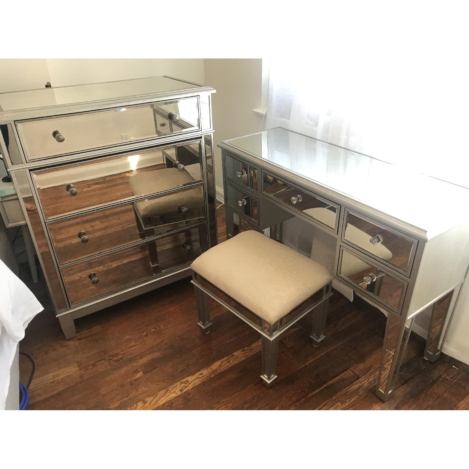 Pier 1 Hayworth Mirrored Vanity Desk & Stool - image-4