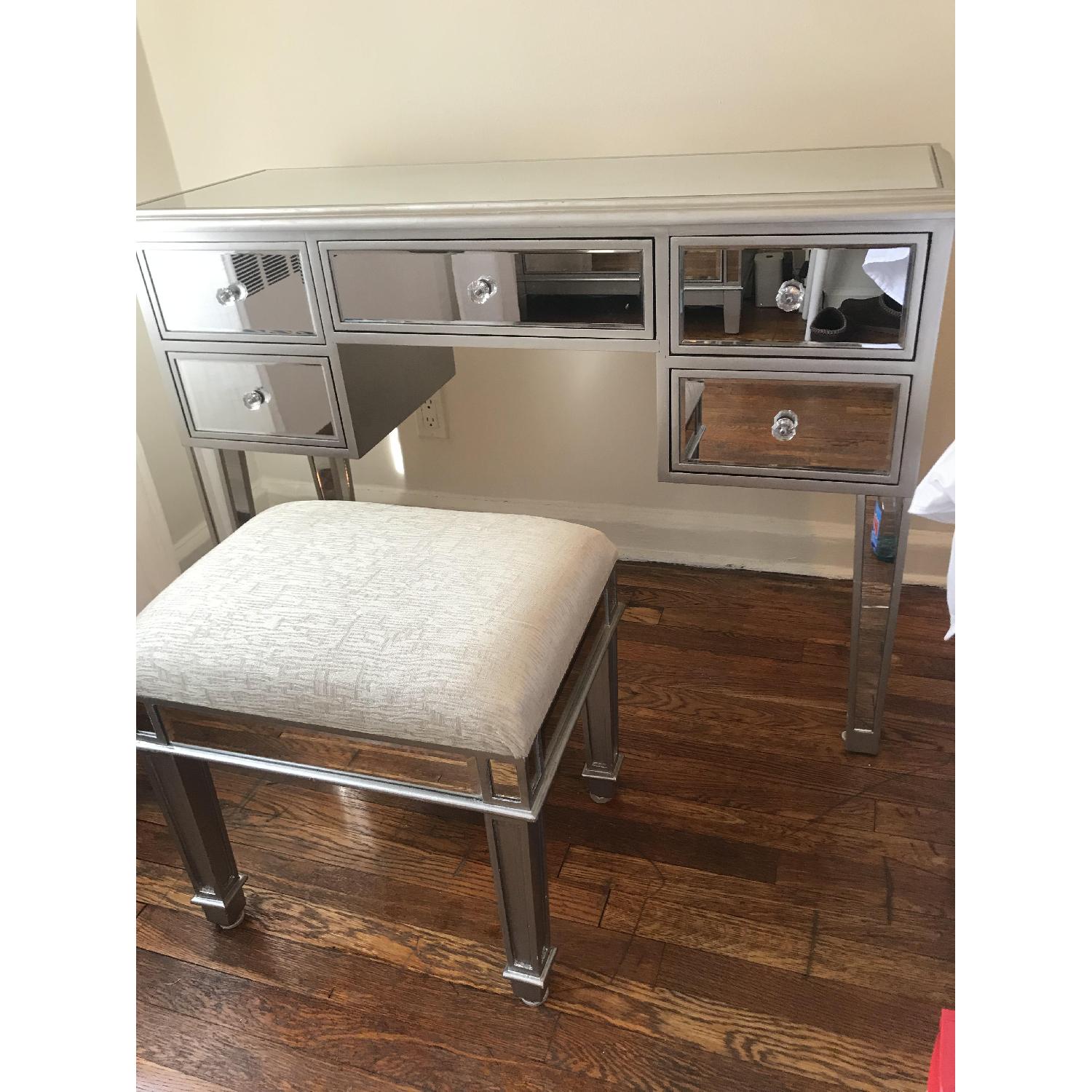 Pier 1 Hayworth Mirrored Vanity Desk & Stool - image-3