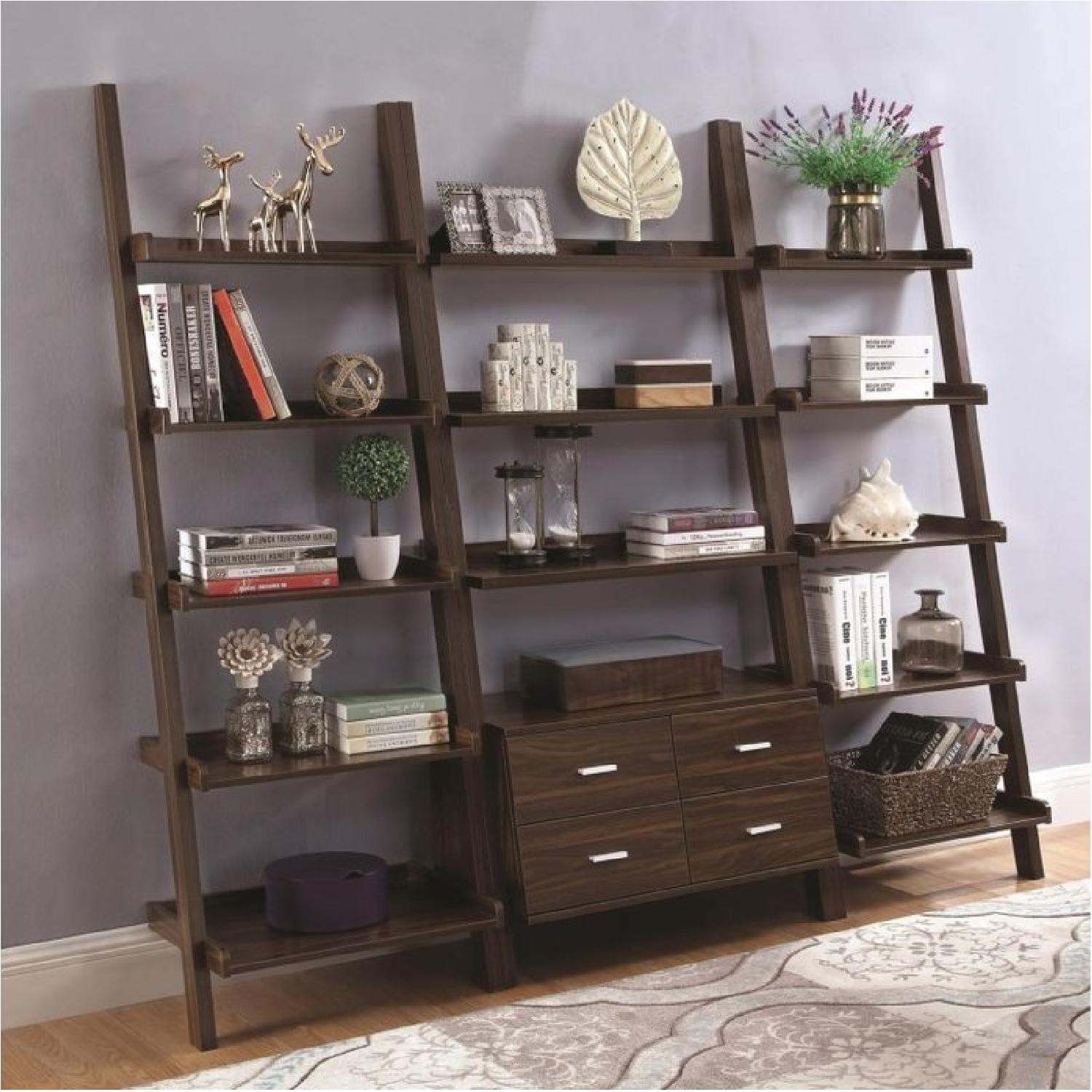 5Shelf Ladder Bookcase in Dark Walnut Finish AptDeco