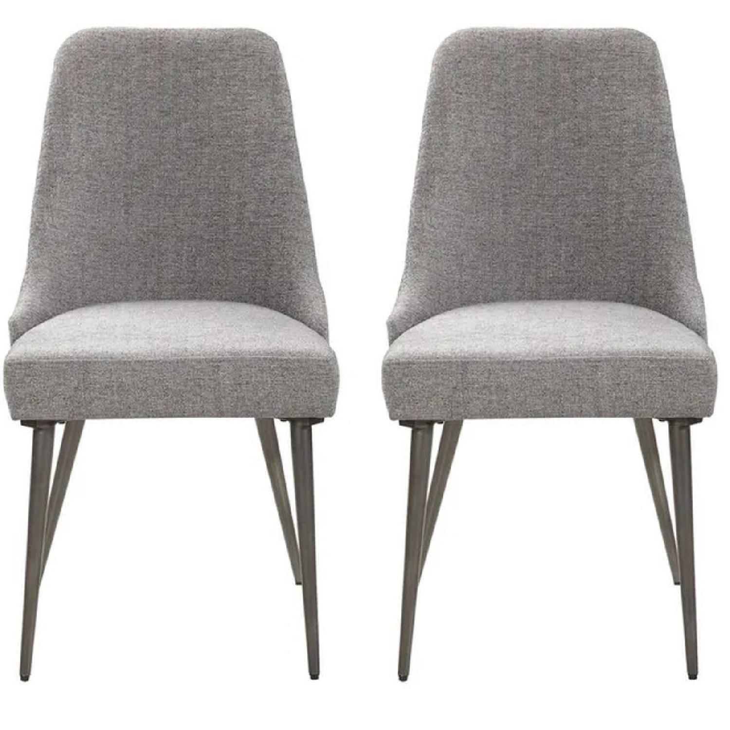 Mid Century Style Grey Fabric Dining Chair w/ Gunmetal Legs AptDeco