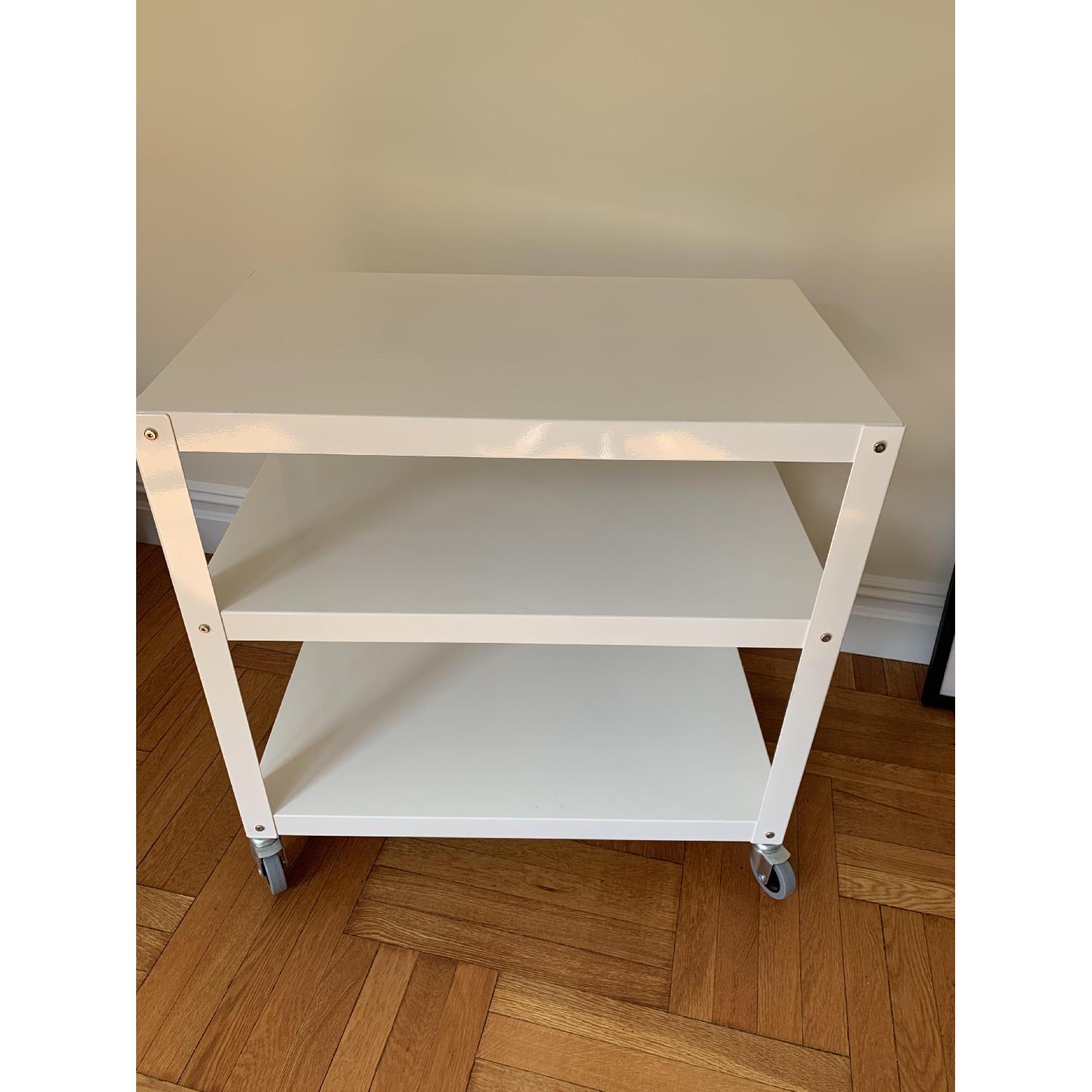 CB2 White Rolling Cart - image-1