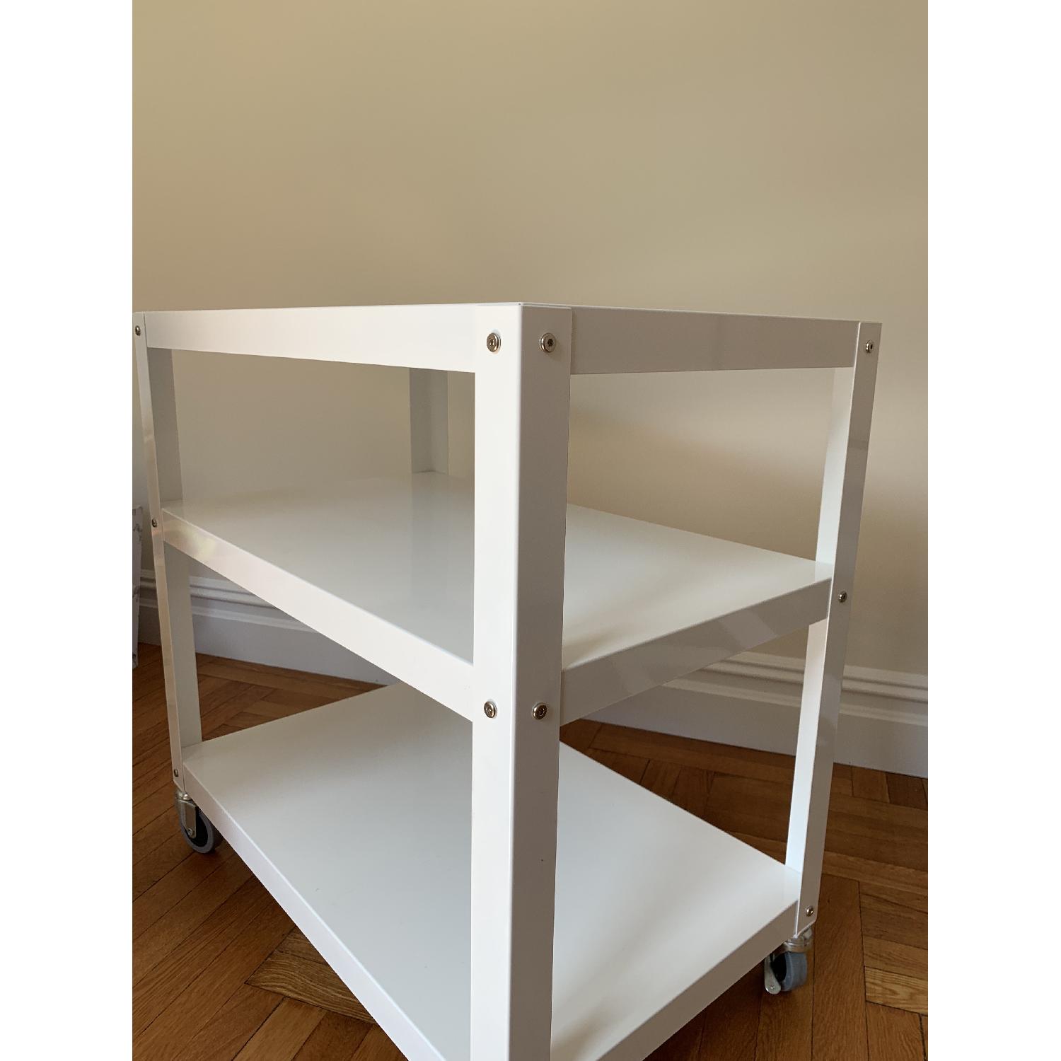 CB2 White Rolling Cart - image-3