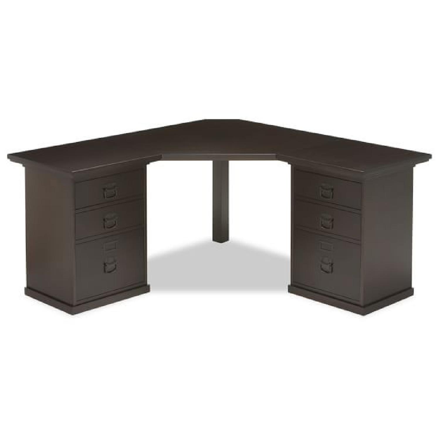 Pottery Barn Bedford 6Drawer Corner Desk in Espresso Finish AptDeco