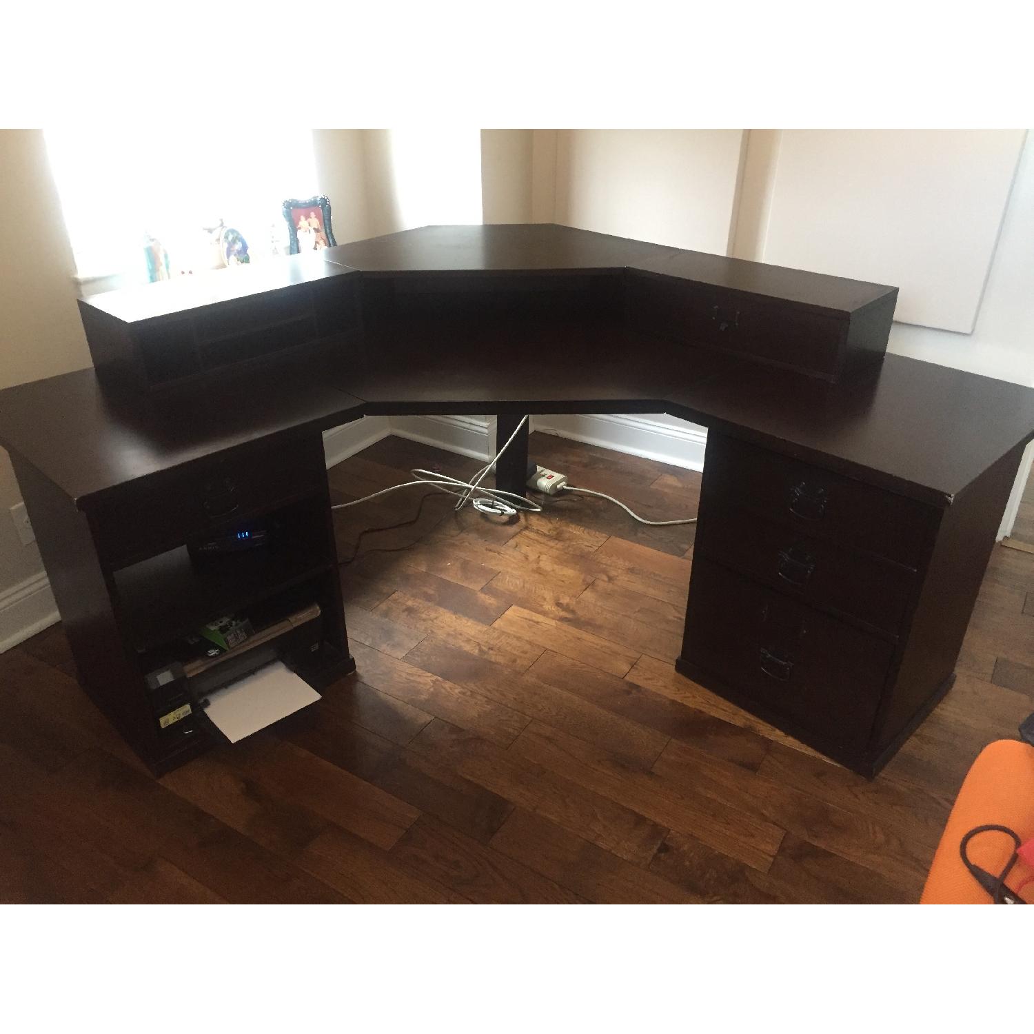 Pottery Barn Bedford 6Drawer Corner Desk in Espresso Finish AptDeco