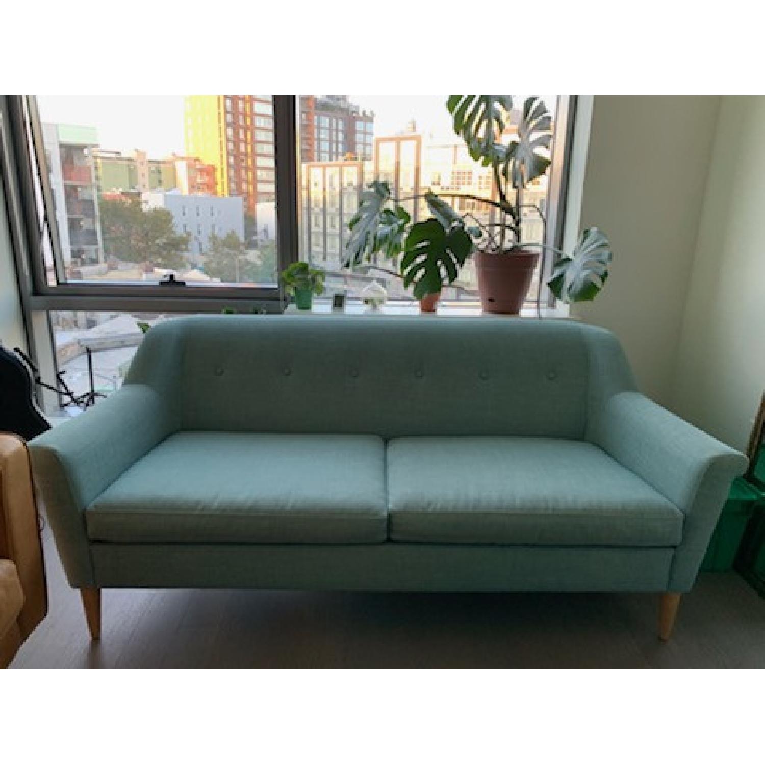 West Elm Light Blue Finn Sofa - image-1