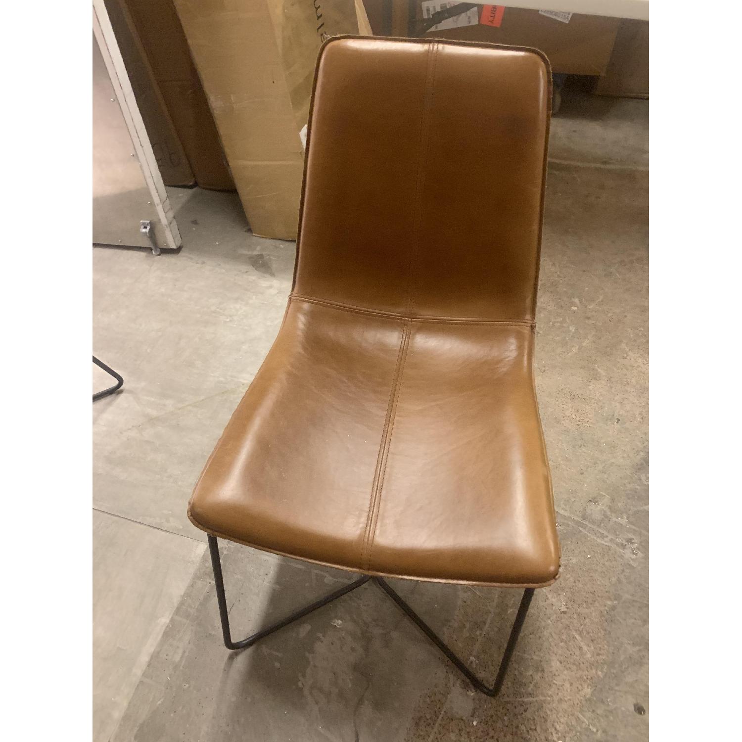 West Elm Slope Leather Dining Chair in Saddle - image-2