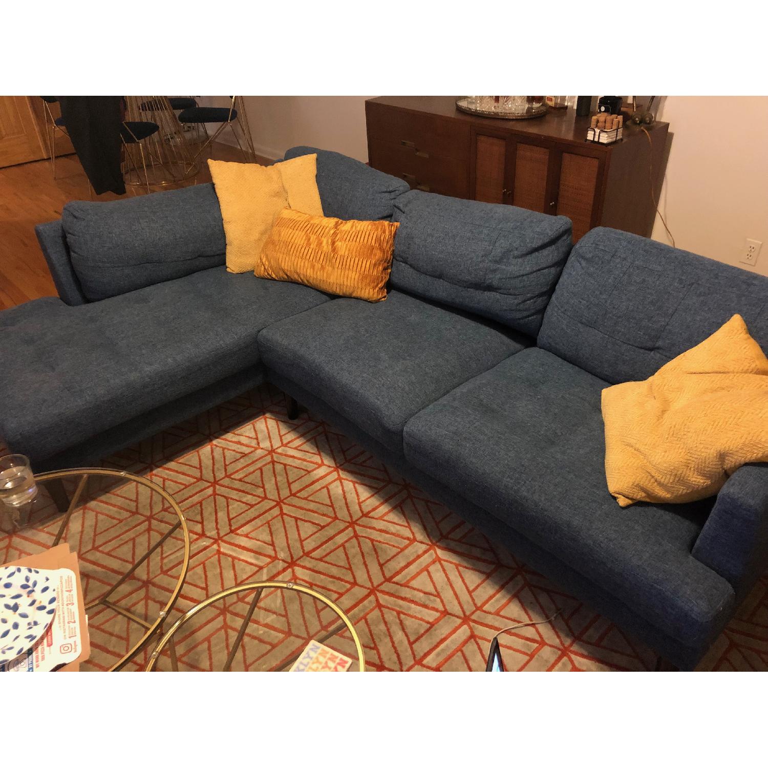 Ebern Twickenham Mid Century Modern Blue Sectional Sofa - image-2
