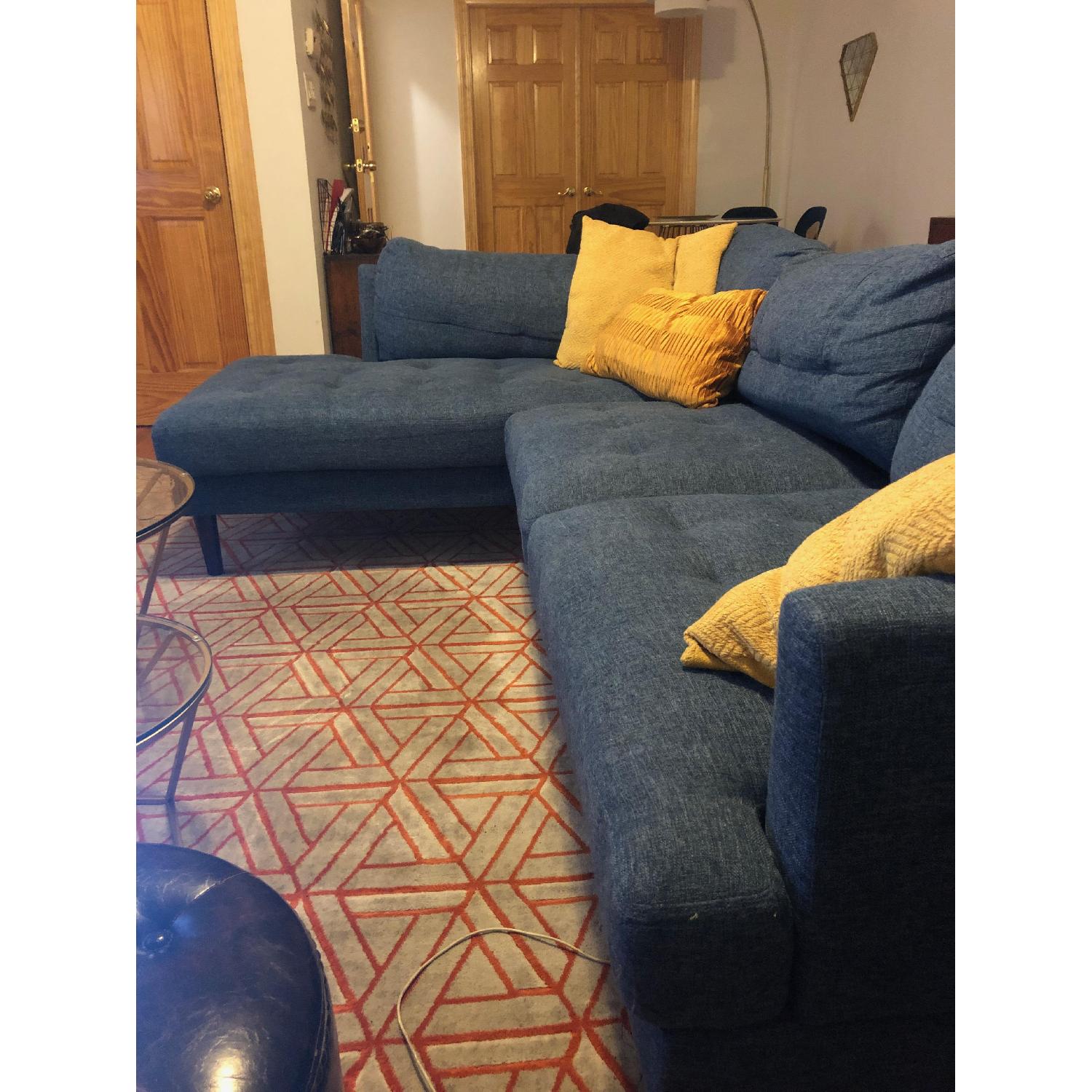 Ebern Twickenham Mid Century Modern Blue Sectional Sofa - image-3