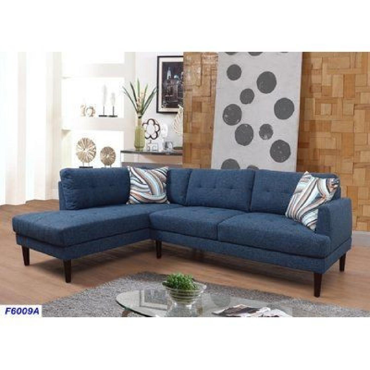 Ebern Twickenham Mid Century Modern Blue Sectional Sofa - image-4