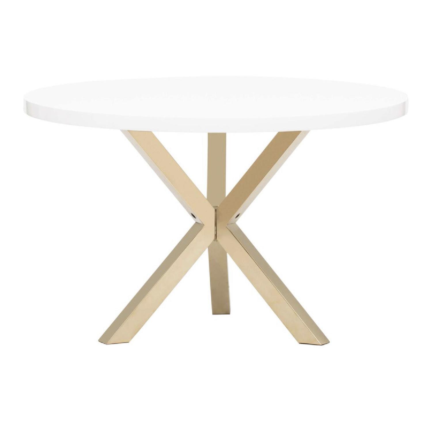 High Fashion Home White & Gold Dining Table - image-1