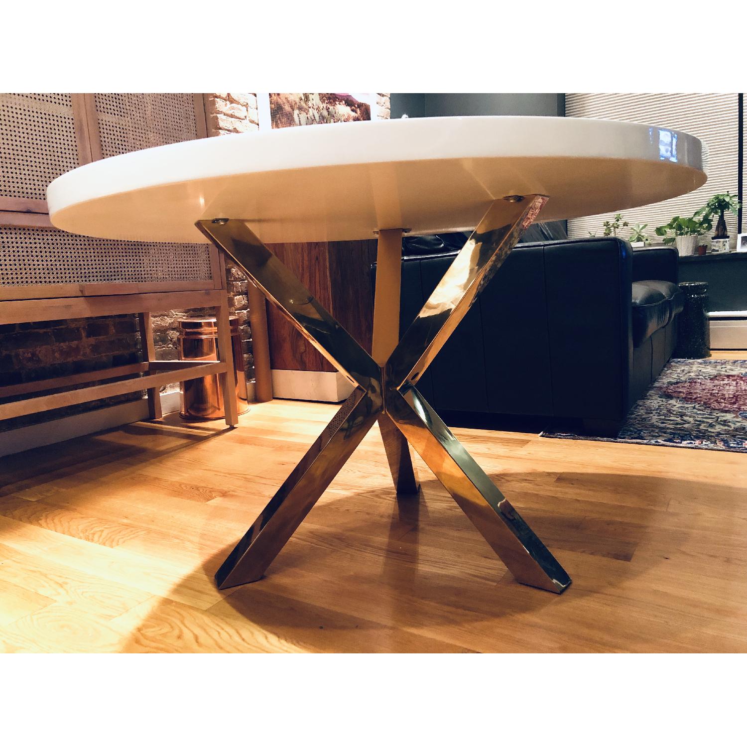 High Fashion Home White & Gold Dining Table - image-2