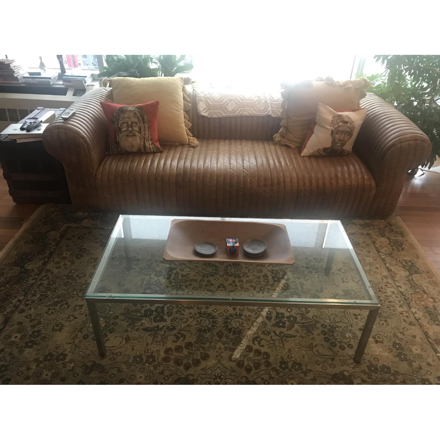 Room & Board Glass Top Coffee Table w/ Stainless Steel Legs AptDeco