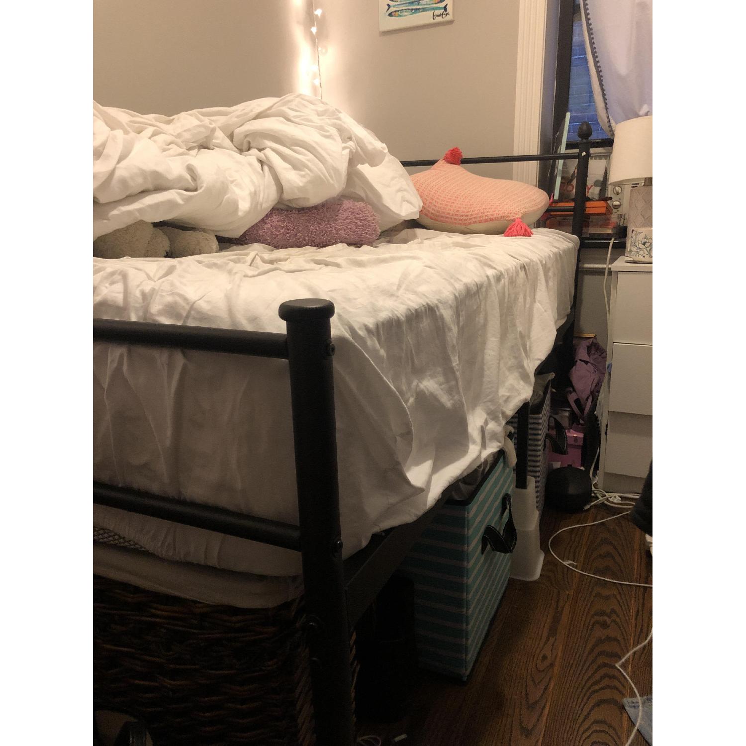 Black Metal Twin Bed Frame w/ Headboard & Footboard - image-2