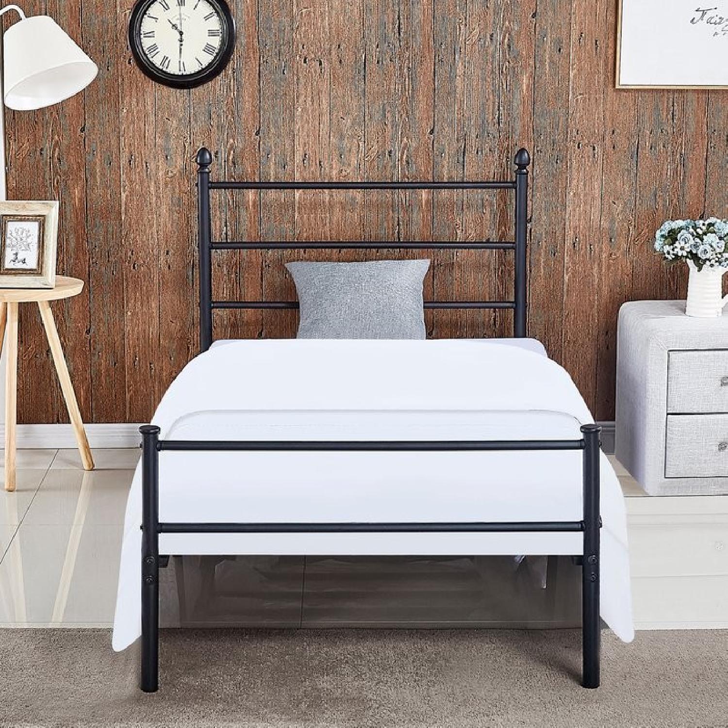 Black Metal Twin Bed Frame w/ Headboard & Footboard - image-4
