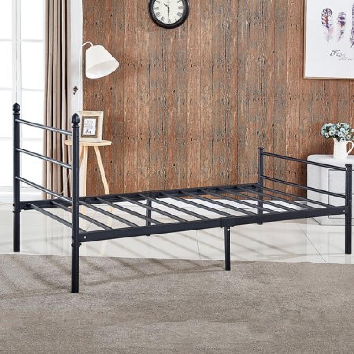 Black Metal Twin Bed Frame w/ Headboard & Footboard - image-5