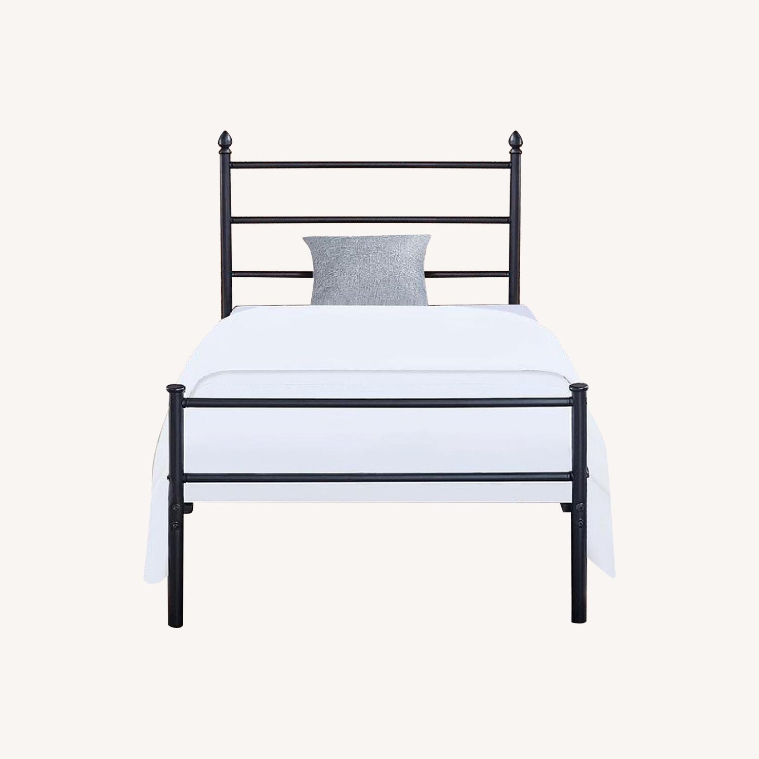 Black Metal Twin Bed Frame w/ Headboard & Footboard - image-0