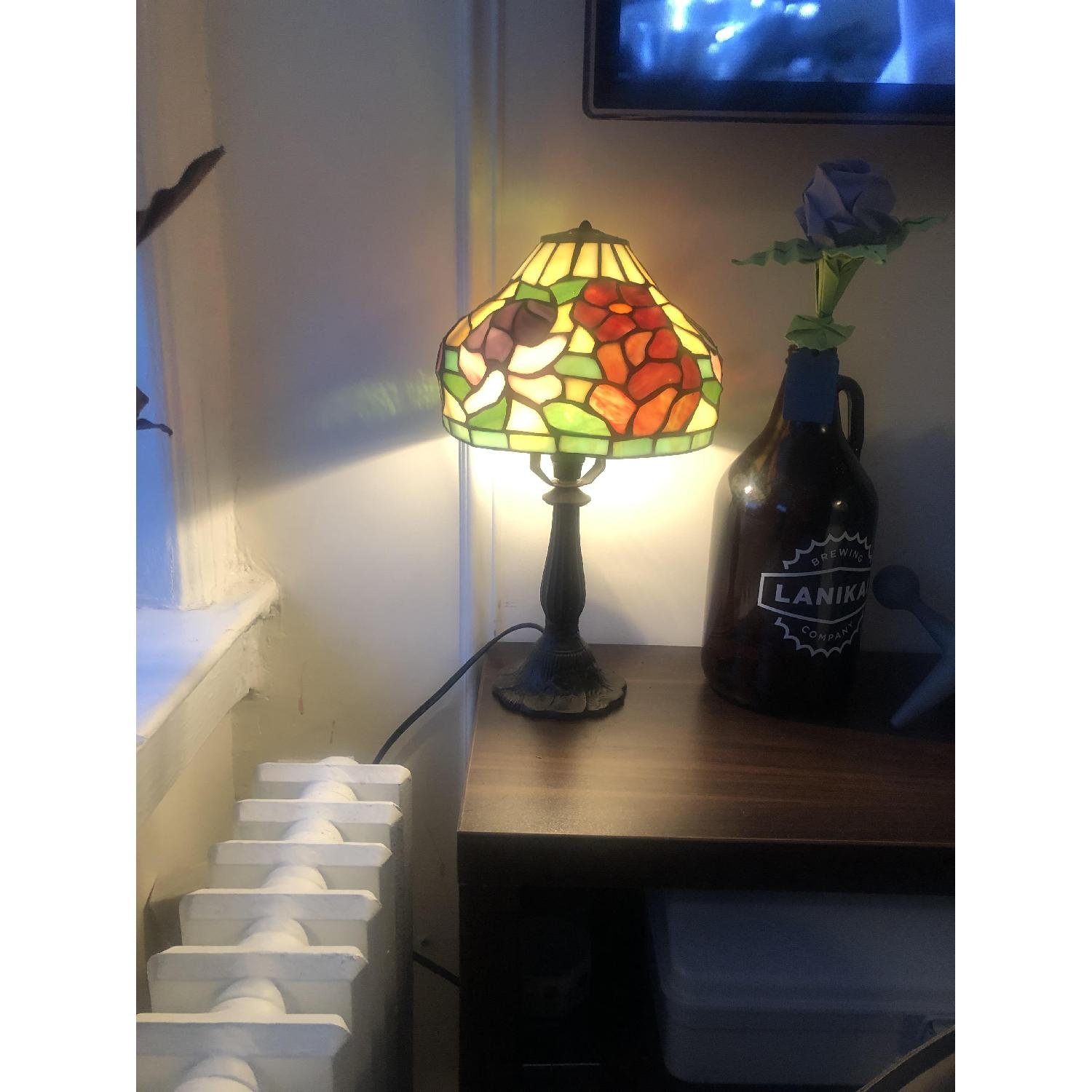 Antique Stained-Glass Tiffany-Style Desk Lamp - image-1