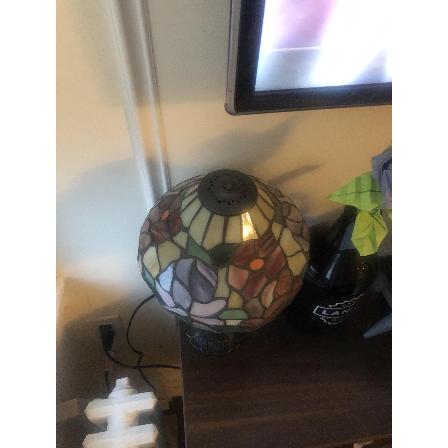 Antique Stained-Glass Tiffany-Style Desk Lamp - image-3