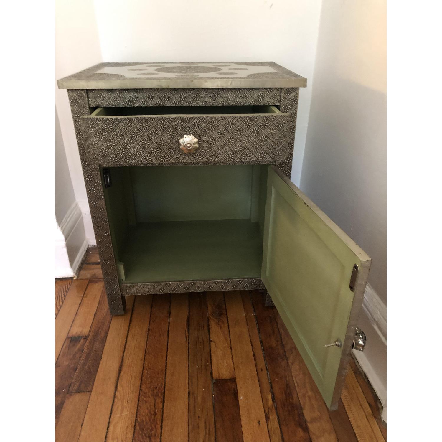 World Market Embossed Metal Cabinet - AptDeco