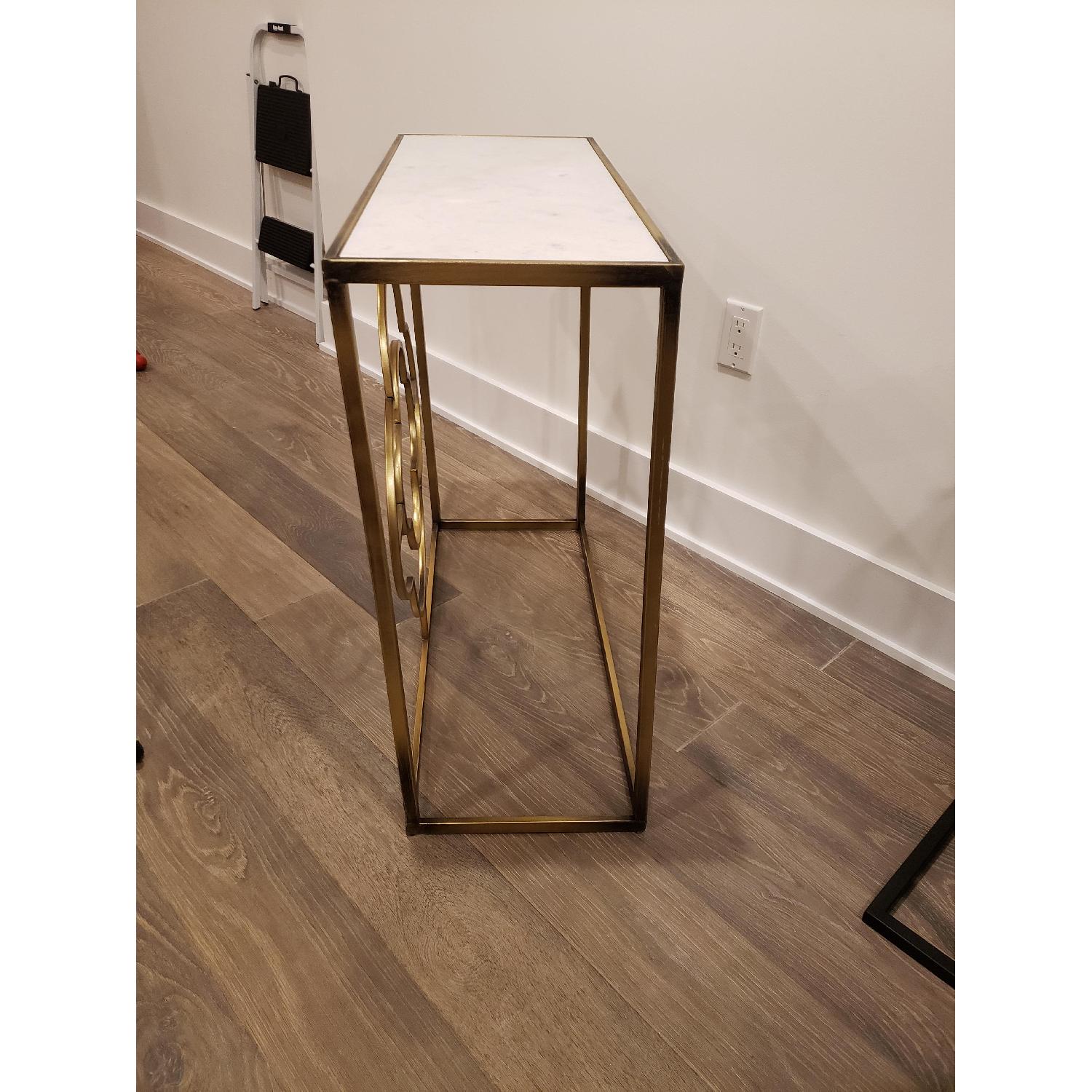 Marble Brass Gold Tone Side Table - image-5