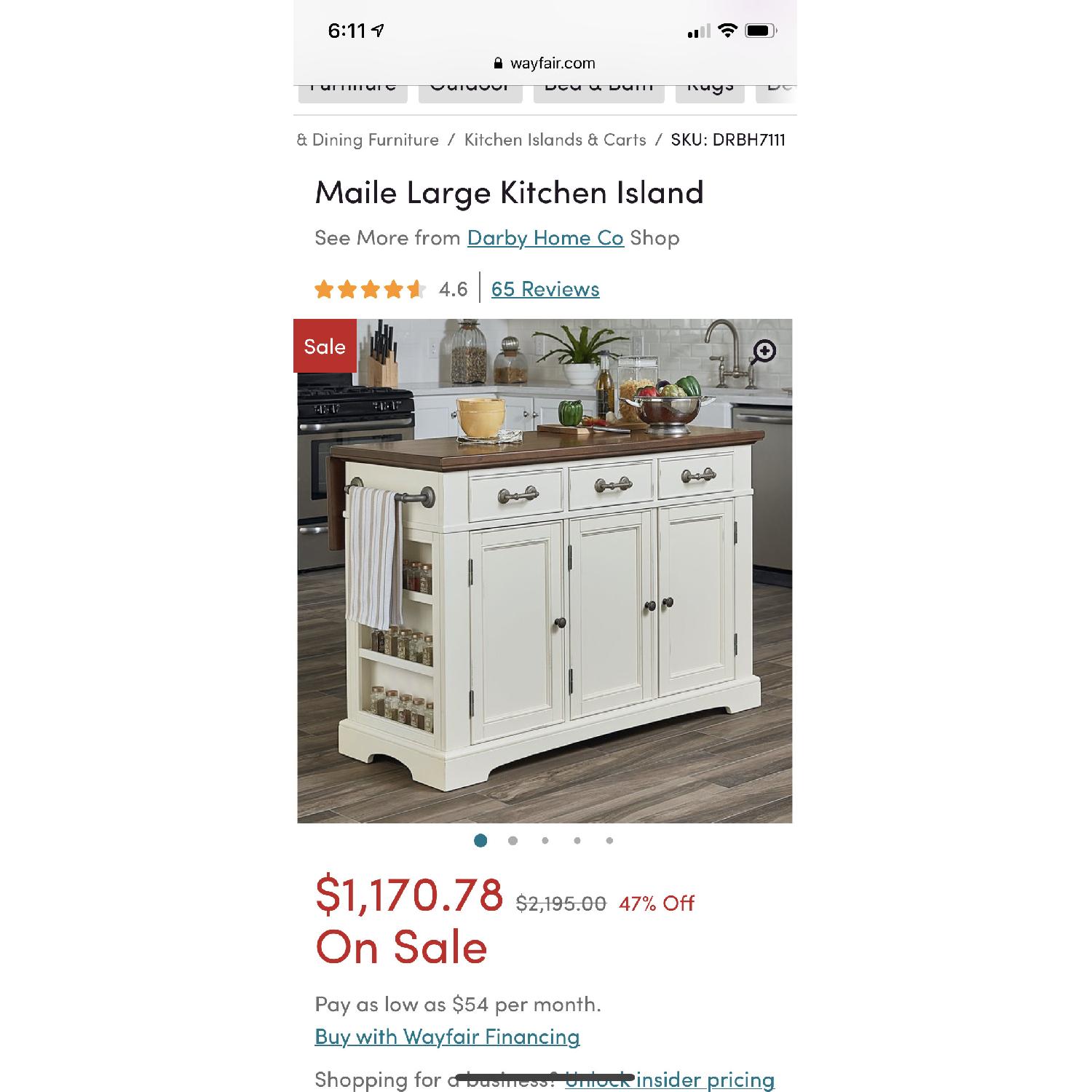 Darby Home Kitchen Island w/ Counter Protector - image-5