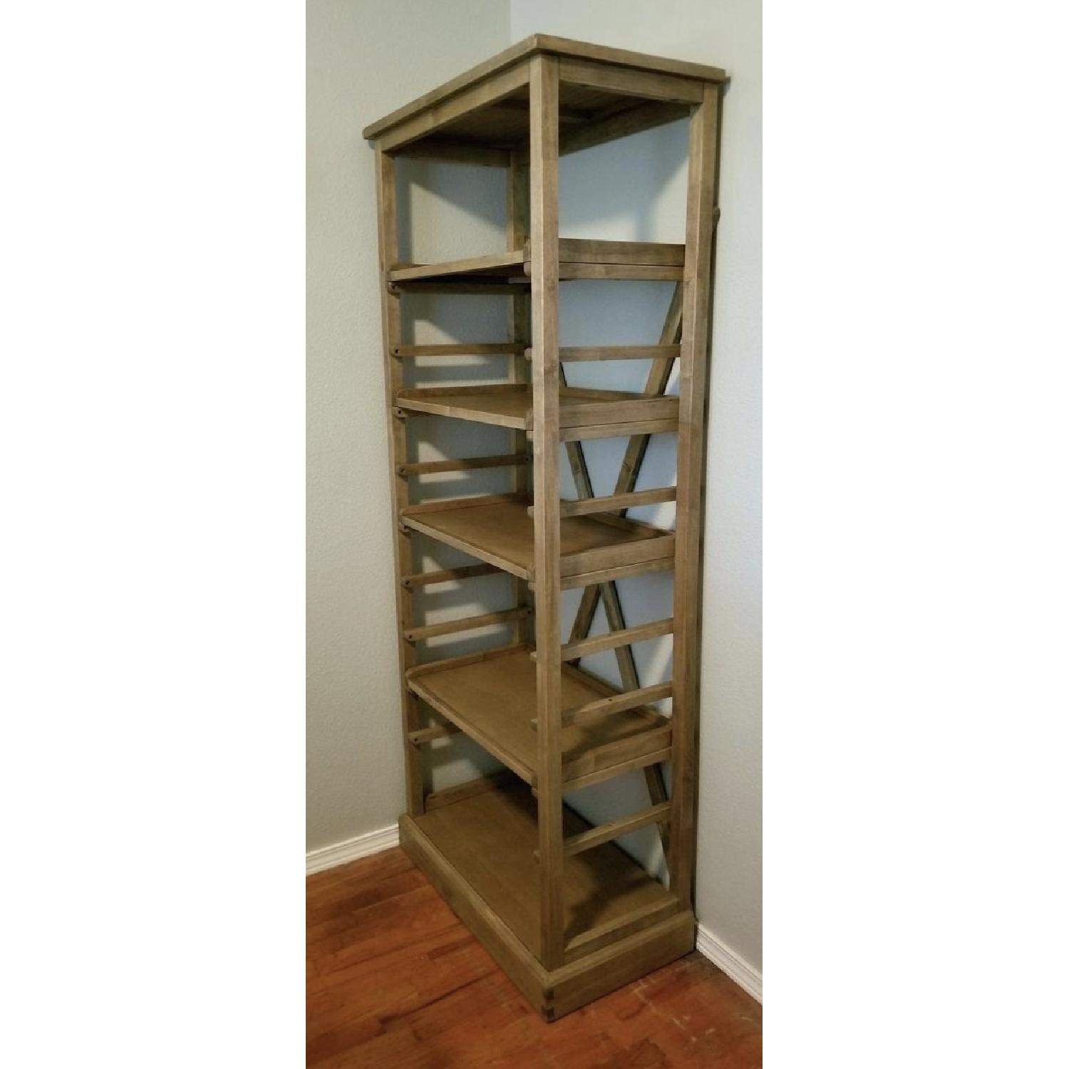 World Market Campaign Wood Storage Shelving Unit AptDeco