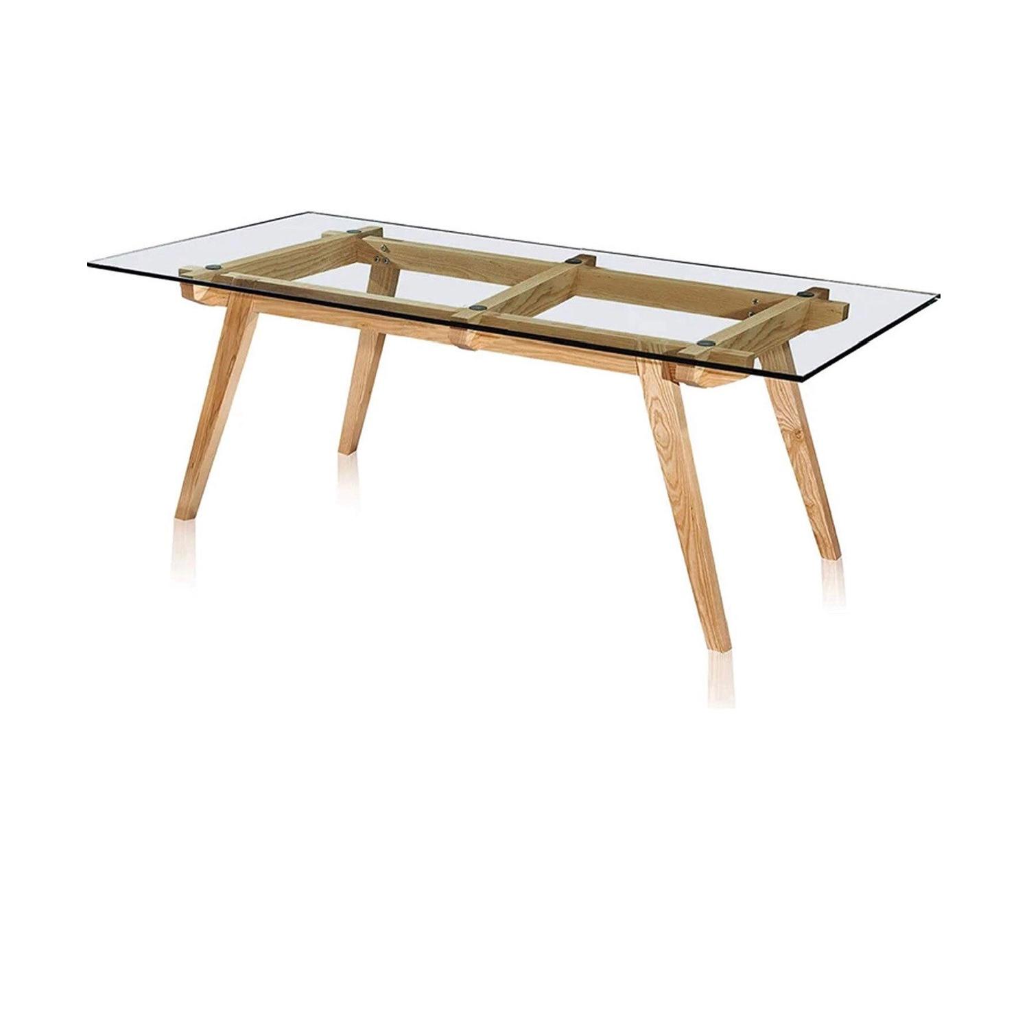 Halmstad Solid Oakwood & Glass Top Dining Table w/ 6 Chairs - image-2