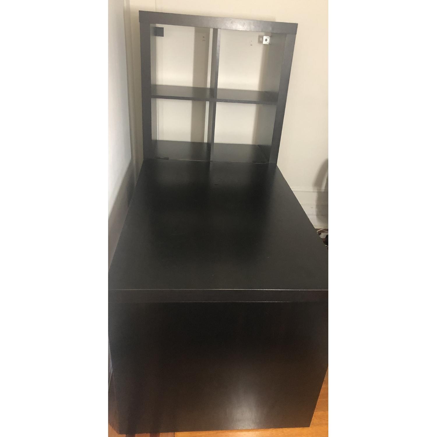 Ikea Black Desk w/ Attached Shelving - image-2