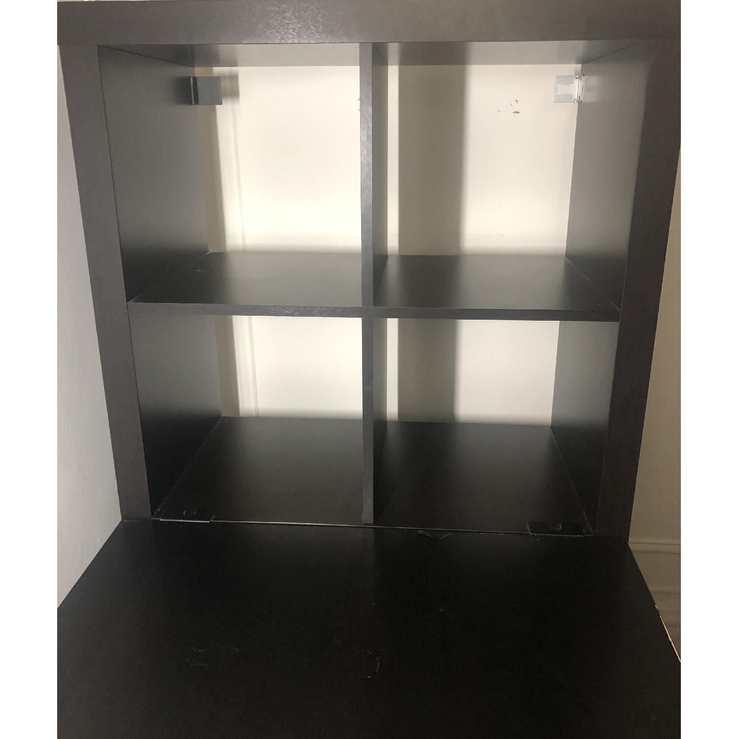 Ikea Black Desk w/ Attached Shelving - image-4