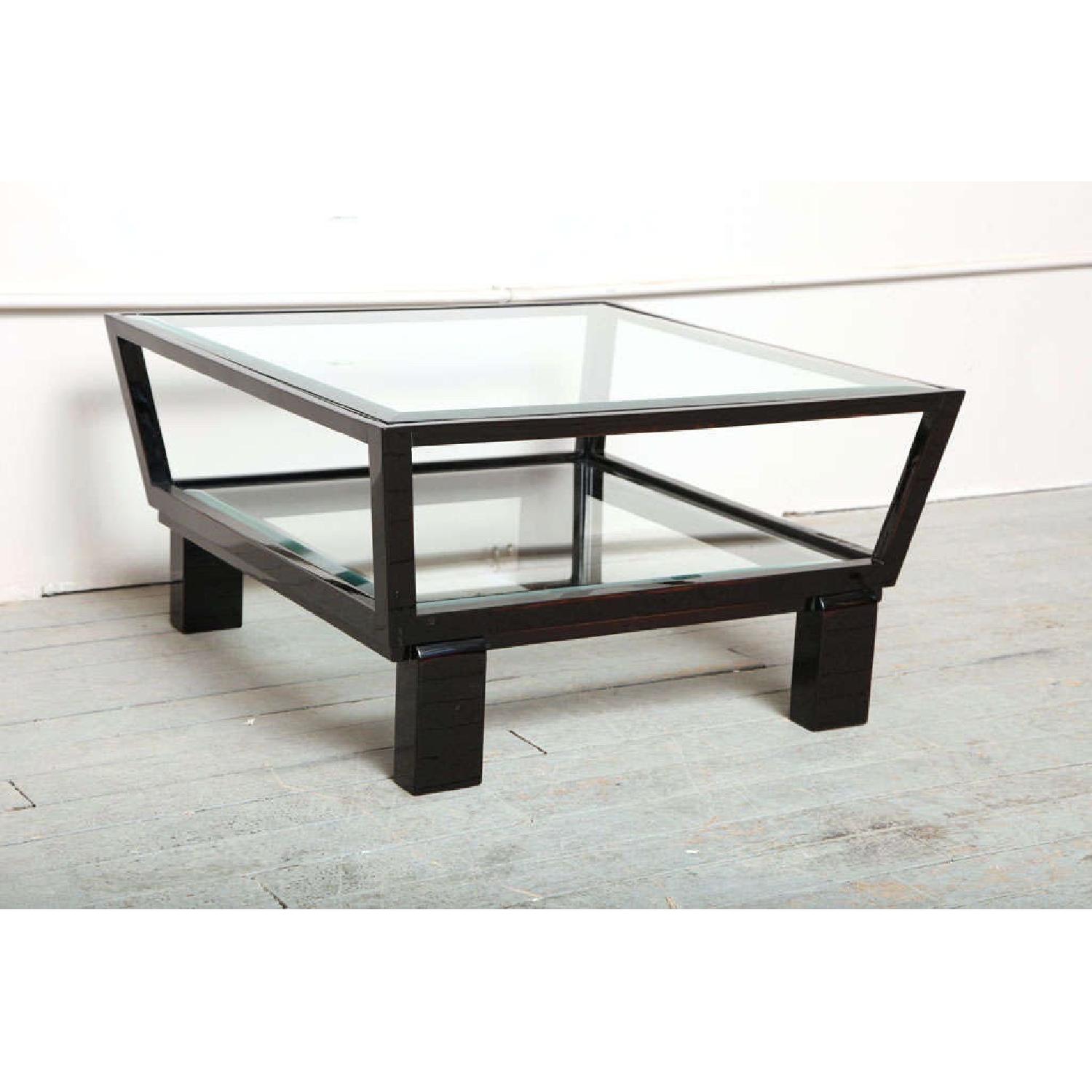 Black & Glass Top Side Tables AptDeco