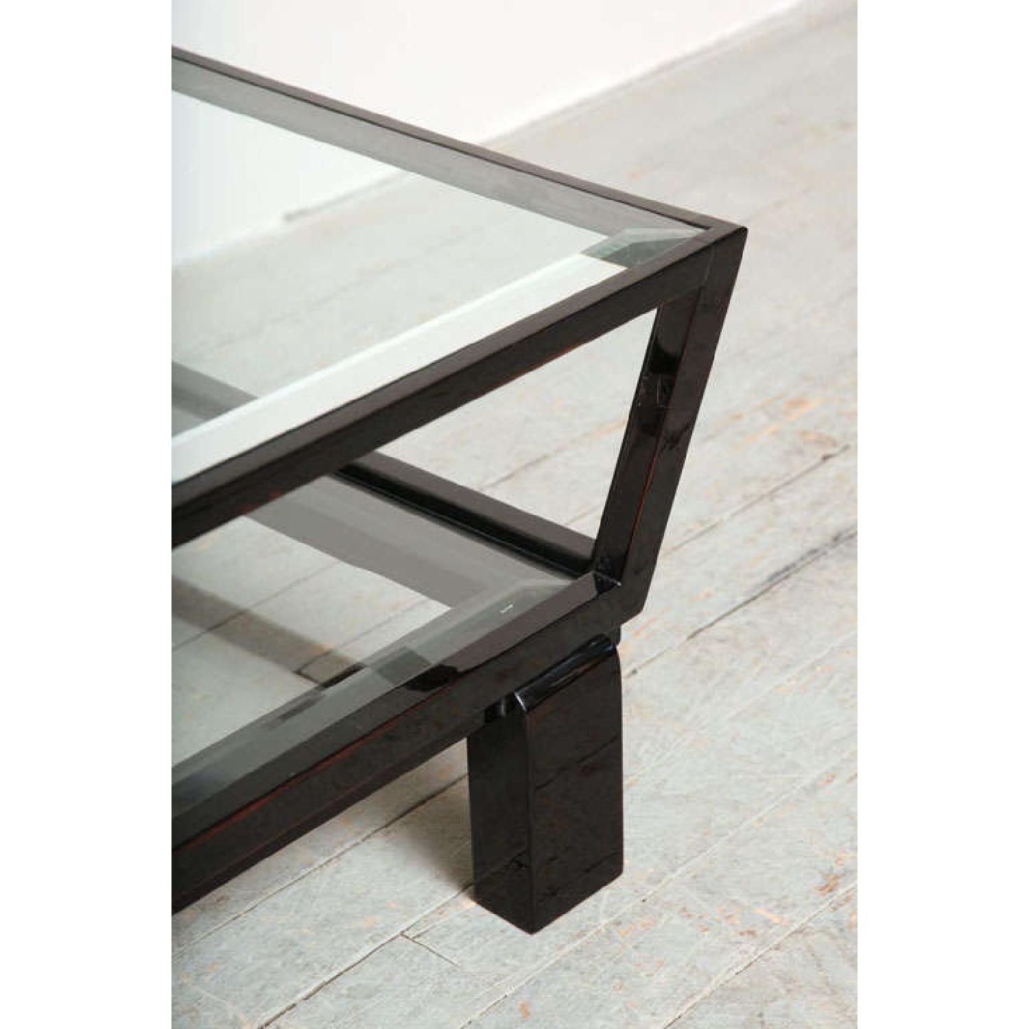 Black & Glass Top Side Tables AptDeco