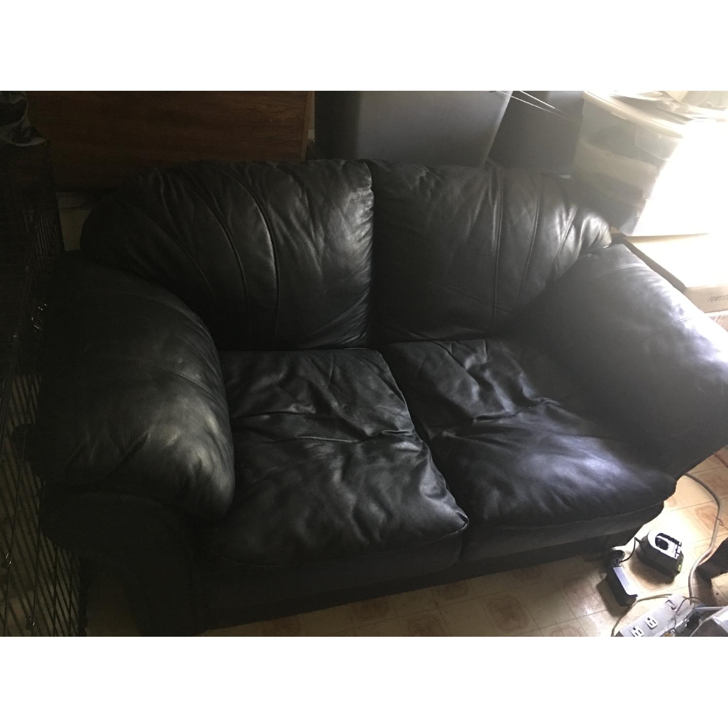 Black Faux Leather Loveseat - image-1