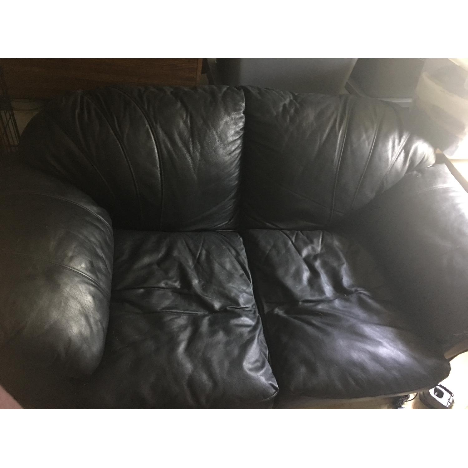 Black Faux Leather Loveseat - image-4