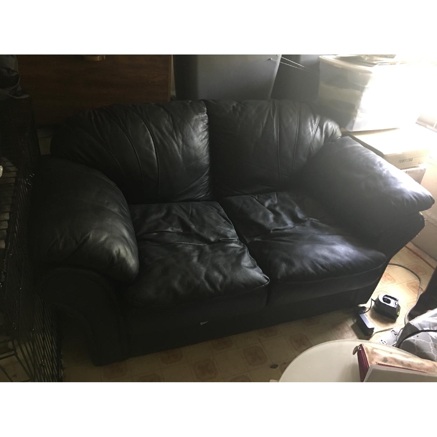 Black Faux Leather Loveseat - image-6