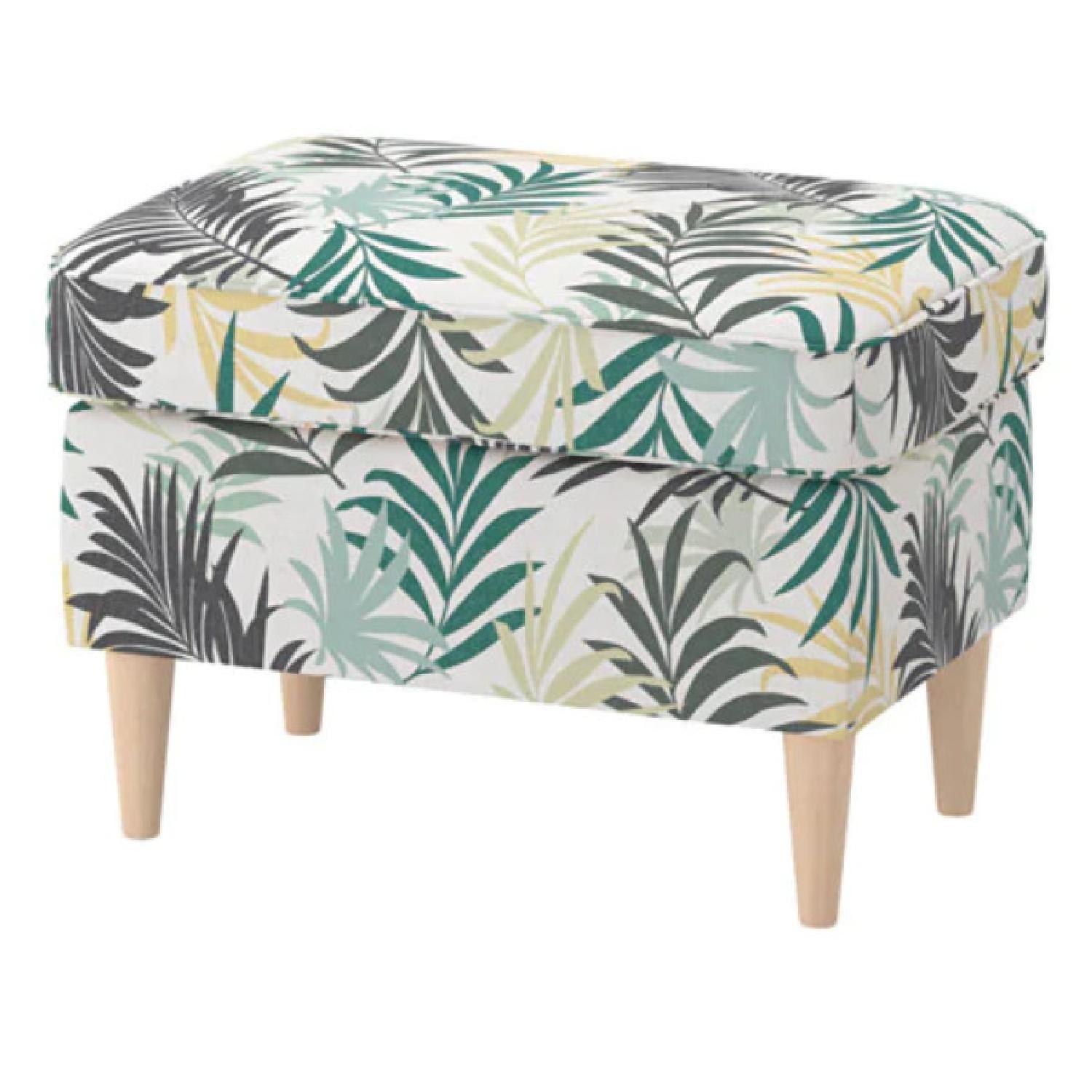 Ikea Strandmon Patterned Wing Chair & Ottoman - image-3