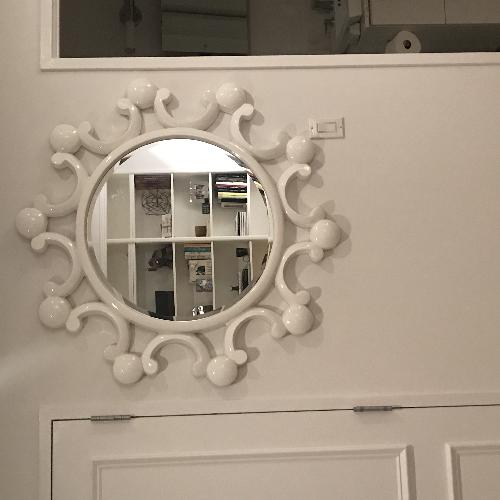 Used White Bubble Flower Mirror for sale on AptDeco