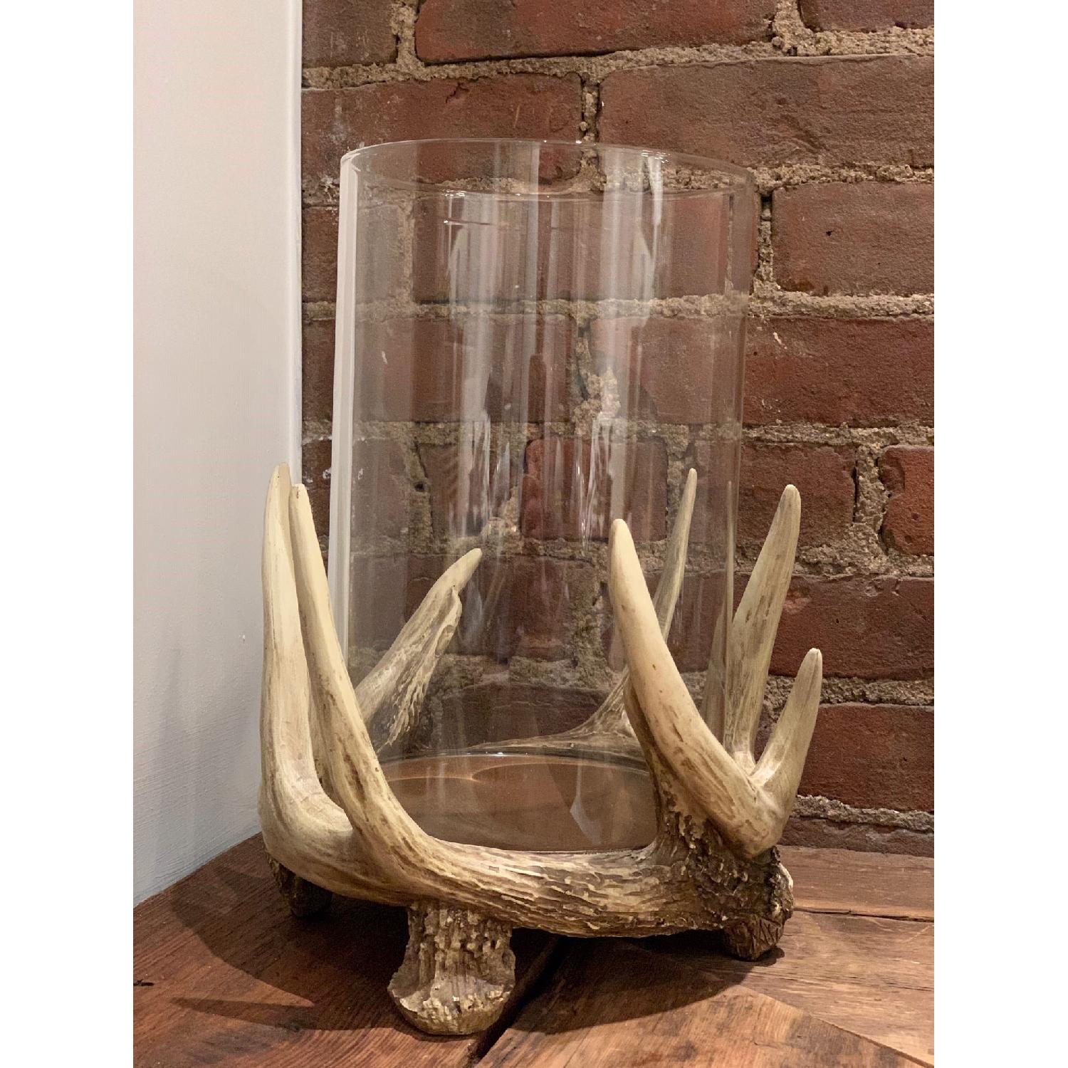 Pottery Barn Antler Hurricane Candle Holders AptDeco