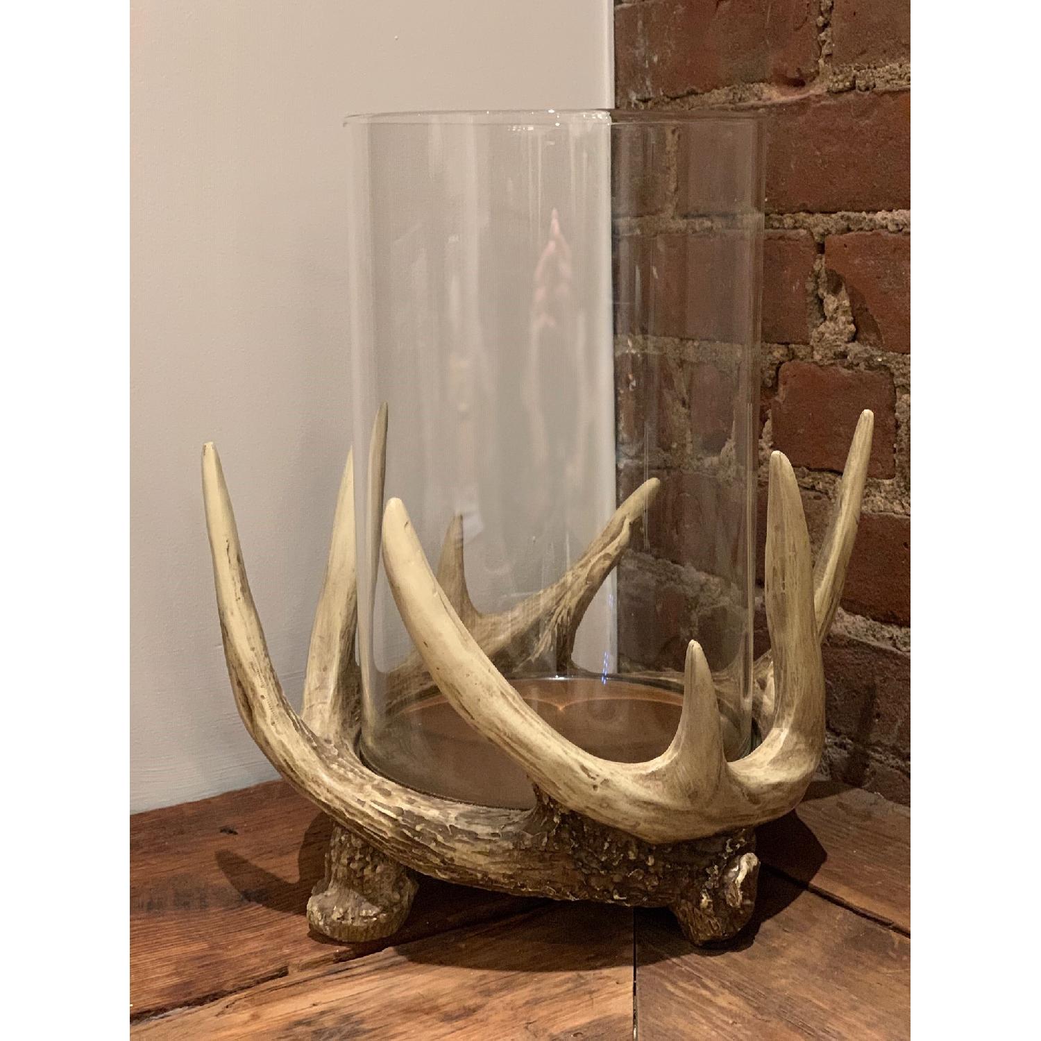 Pottery Barn Antler Hurricane Candle Holders - image-2