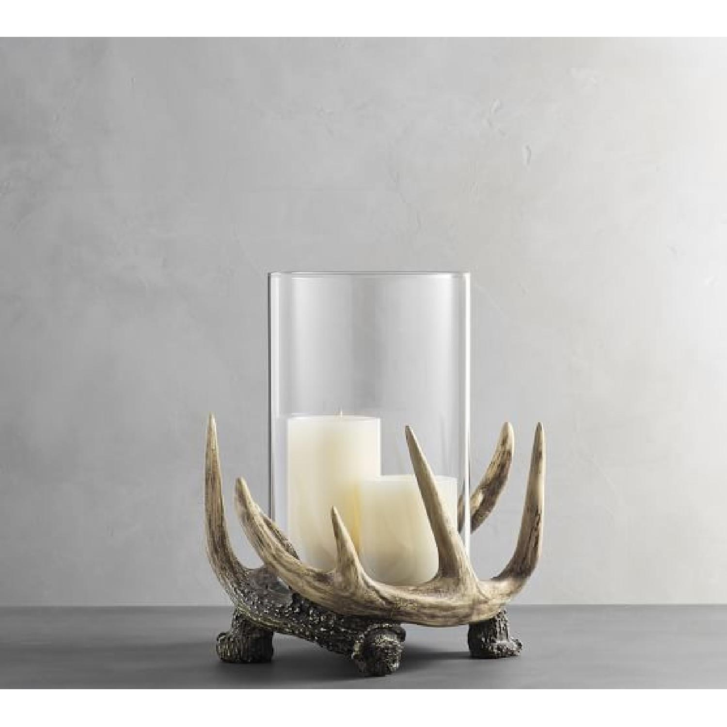 Pottery Barn Antler Hurricane Candle Holders - image-3