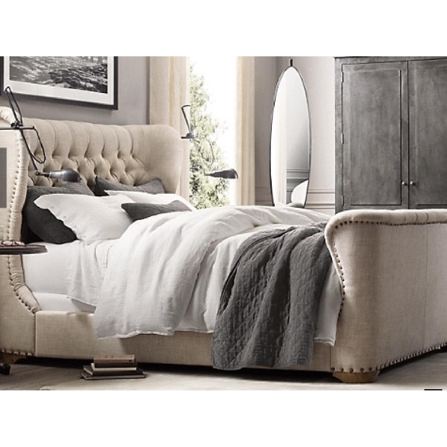 Restoration Hardware Churchill Fabric King Bed w/ Footboard - image-2