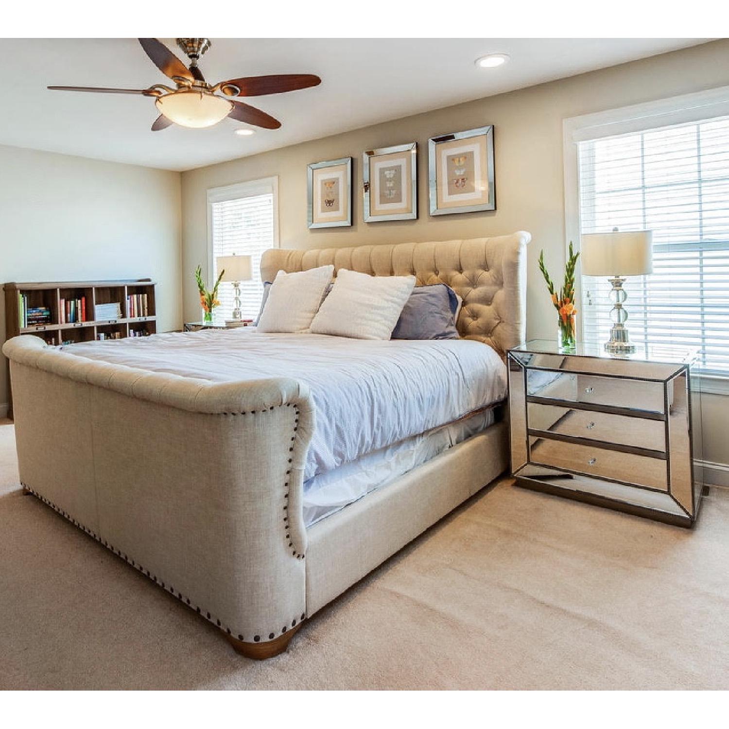 Restoration Hardware Churchill Fabric King Bed w/ Footboard - image-3