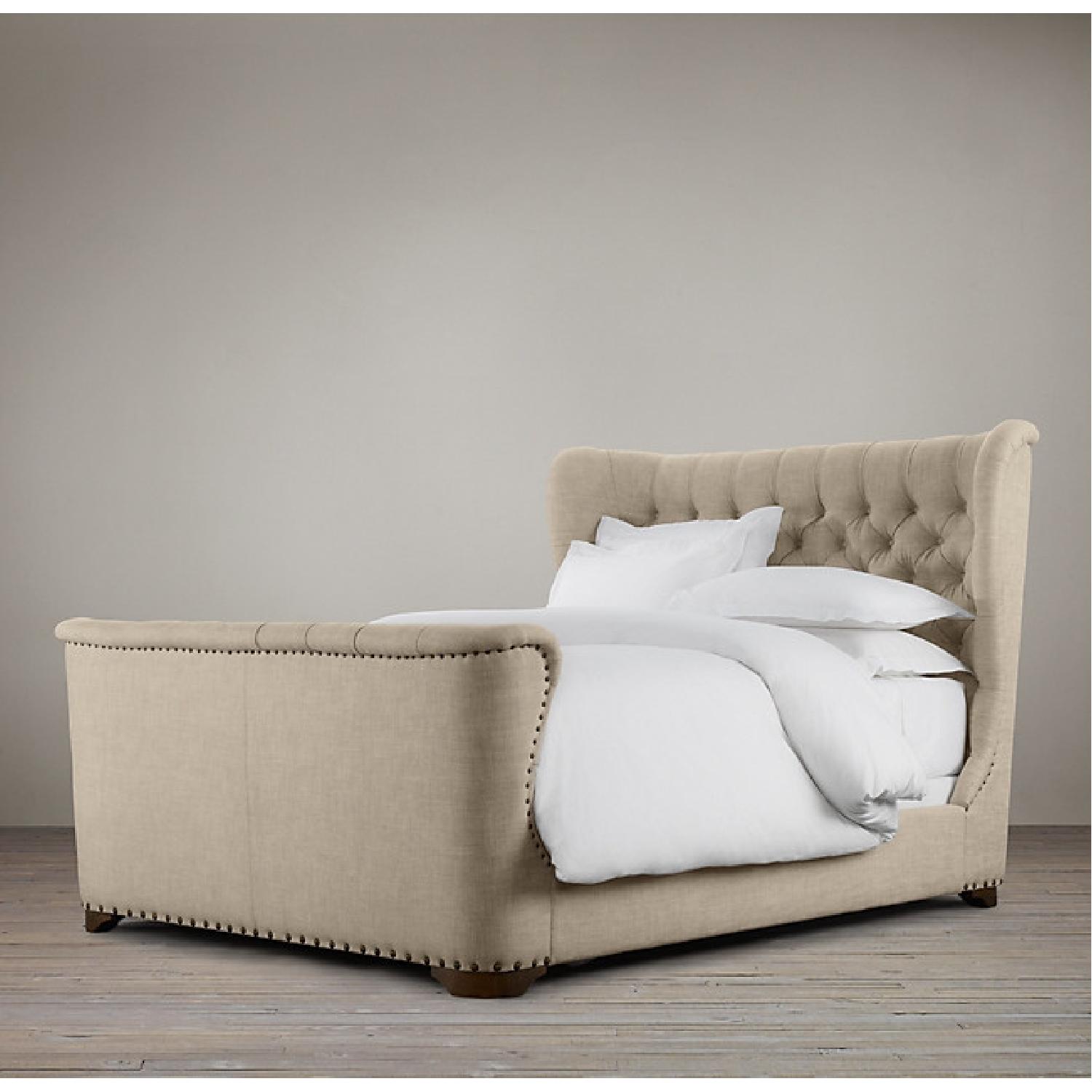 Restoration Hardware Churchill Fabric King Bed w/ Footboard - image-4