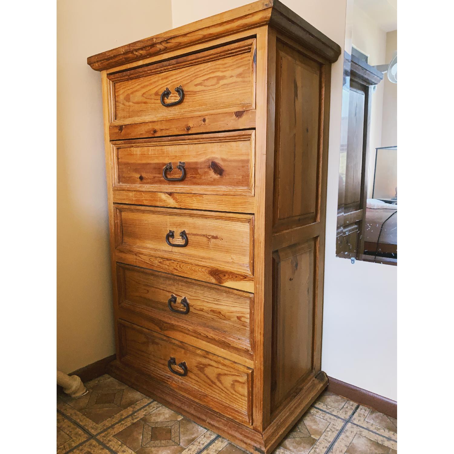 Mexican Rustic Pine 5 Drawer Dresser Natural Wood - image-1