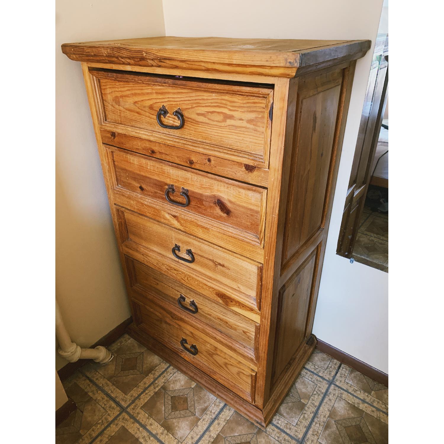 Mexican Rustic Pine 5 Drawer Dresser Natural Wood - image-4