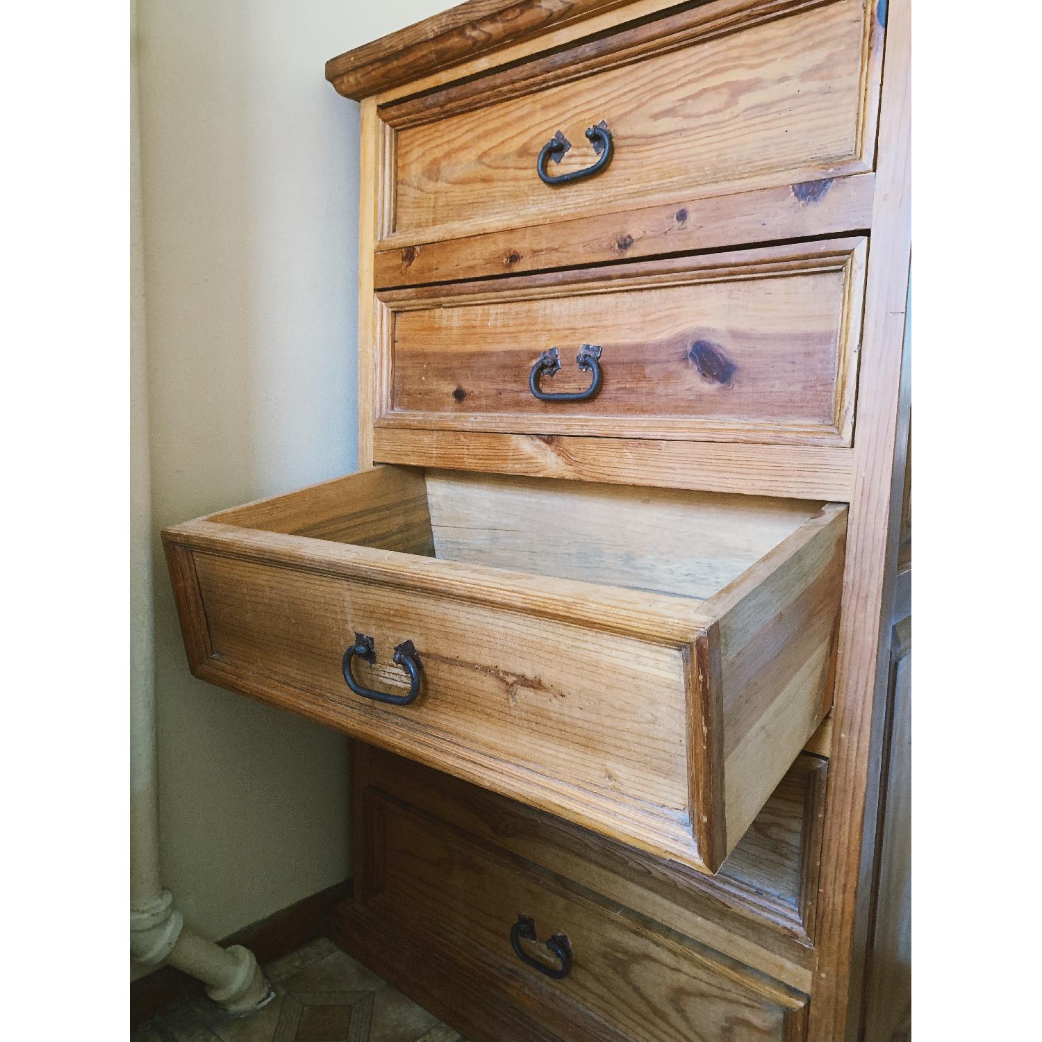 Mexican Rustic Pine 5 Drawer Dresser Natural Wood - image-6