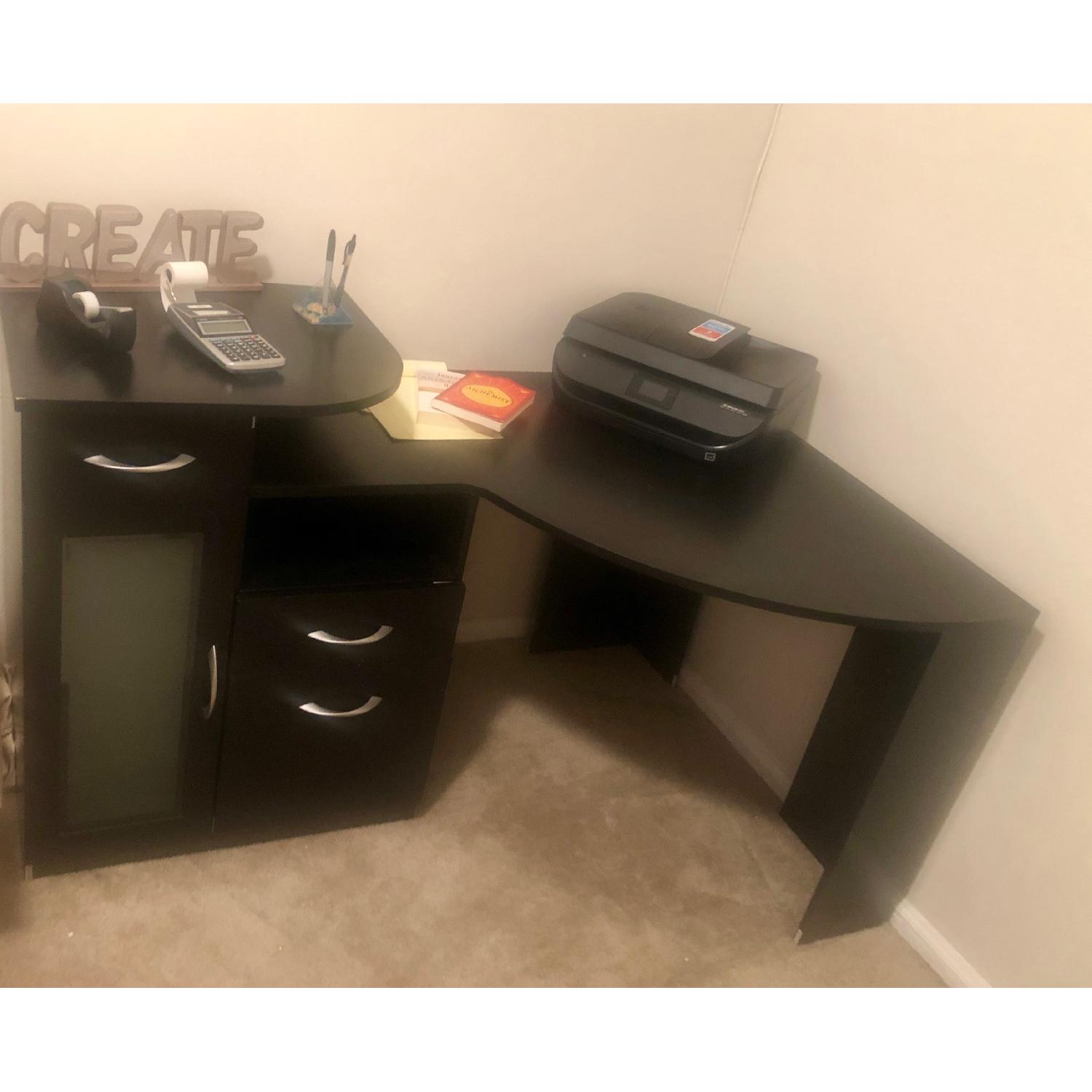 Ikea Black Corner Desk w/ Drawers - image-2