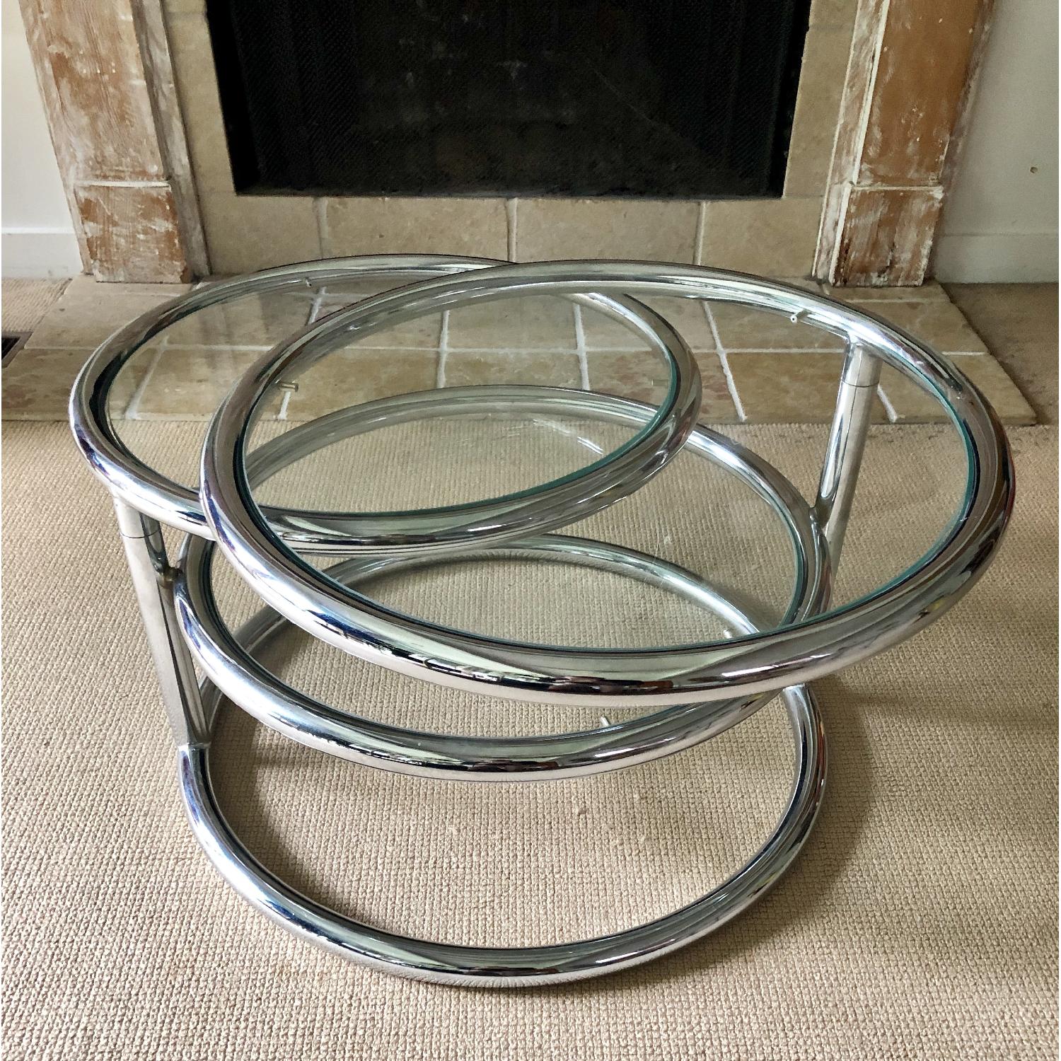 Vintage Chrome Triple Tier Swivel Coffee Table - image-2