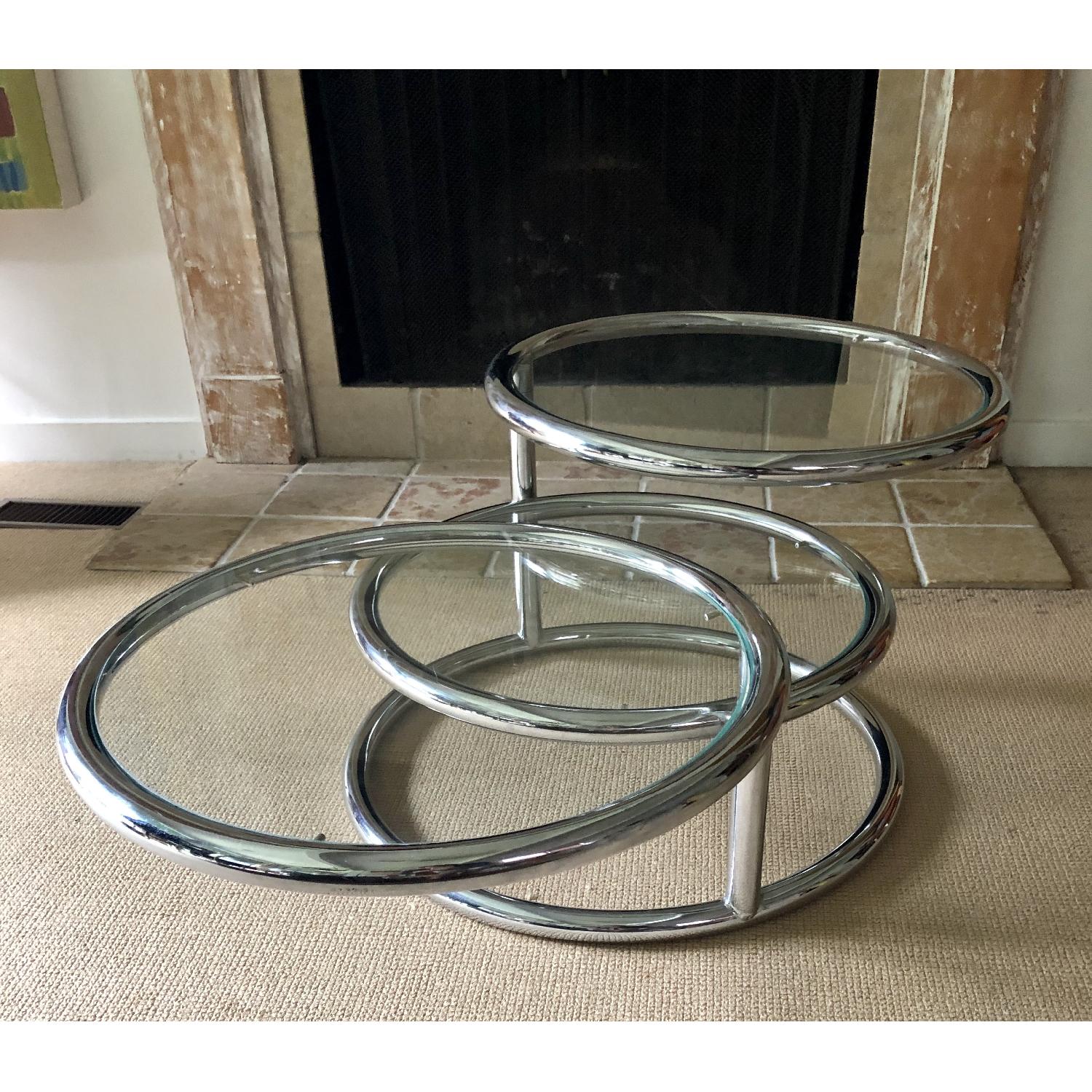 Vintage Chrome Triple Tier Swivel Coffee Table - image-3