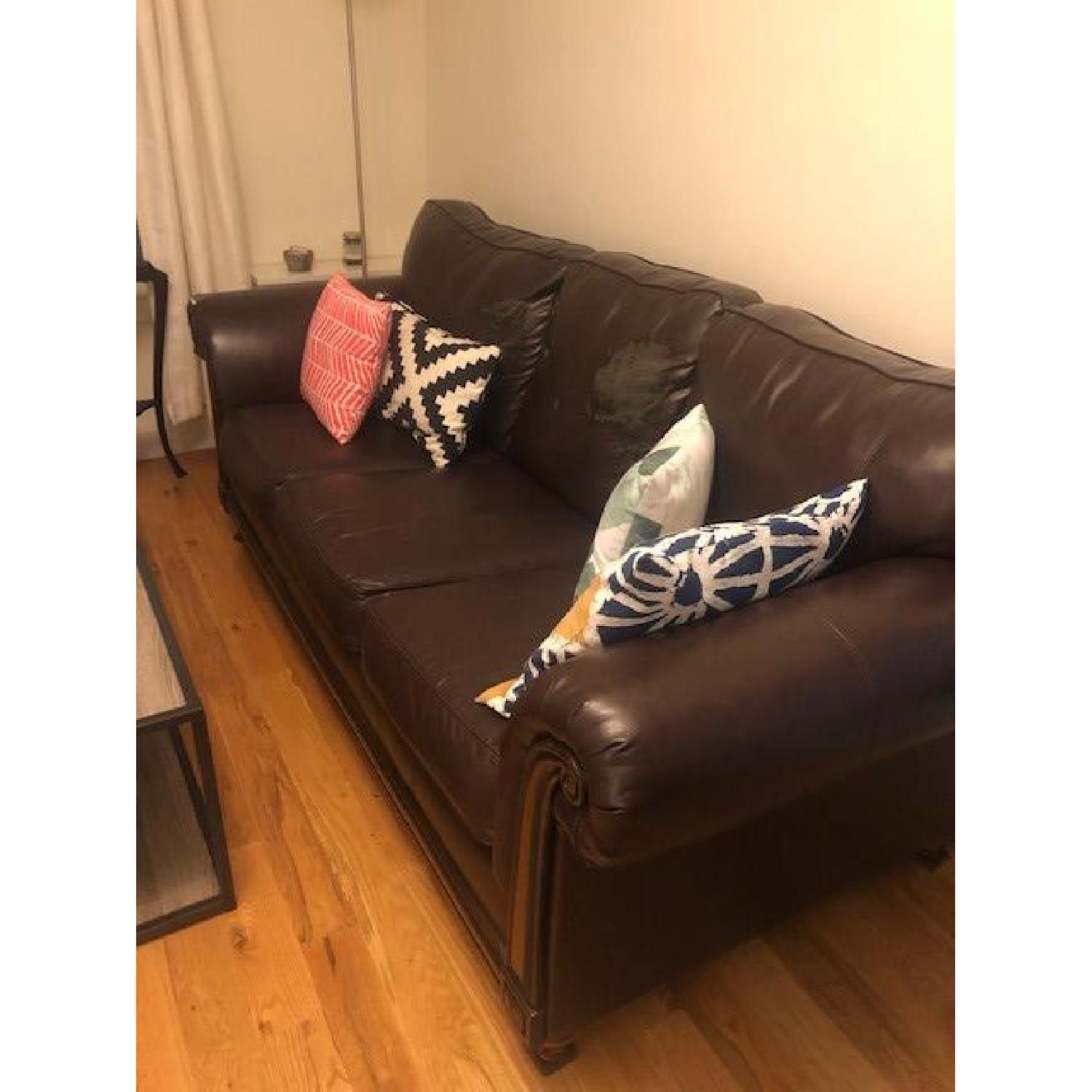 Bob's Leather Bob-O-Pedic Queen Sleeper Sofa - image-1