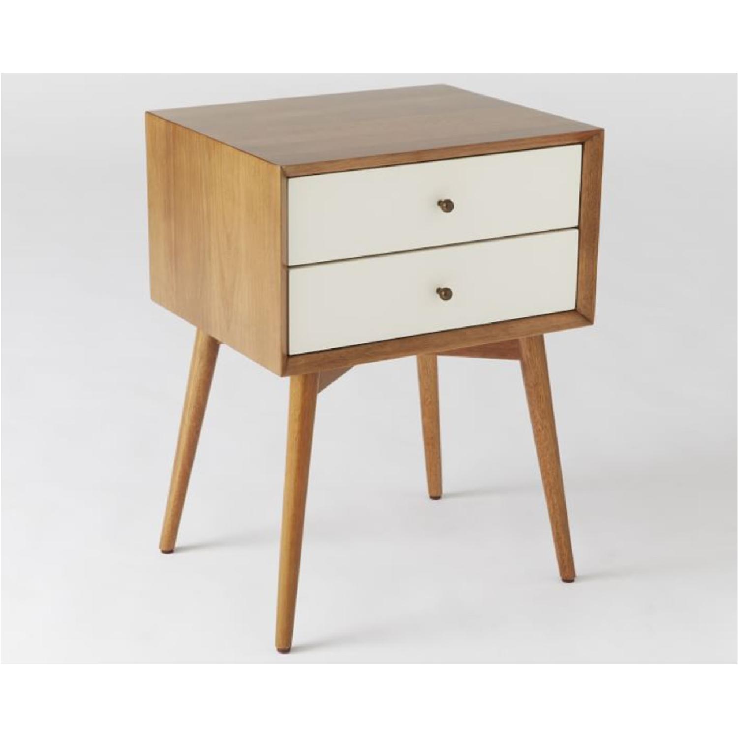 West Elm Mid-Century Nightstand in White Lacquer/Acorn - image-2
